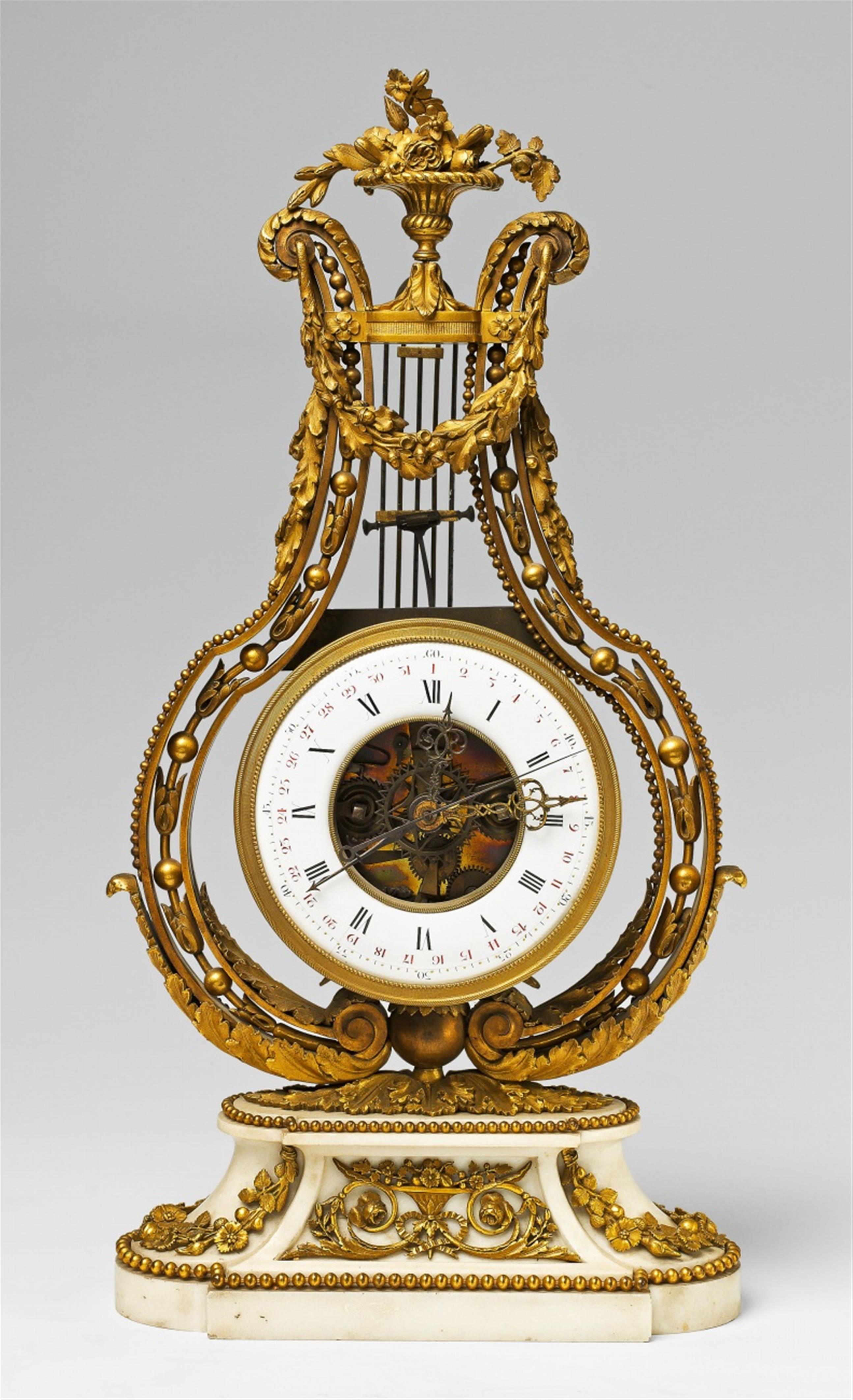 A Parisian ormolu lyre form skeleton clock - image-1