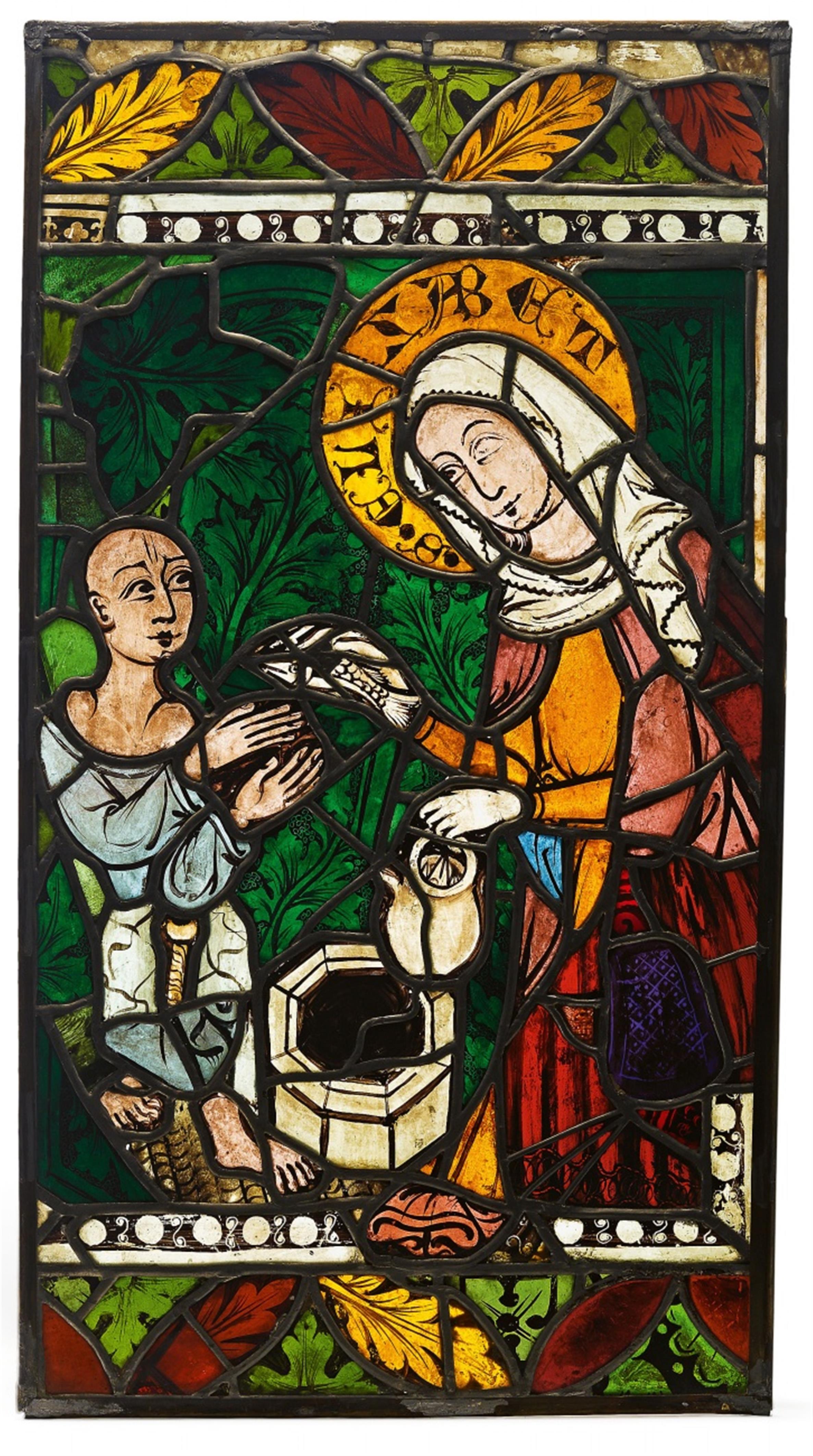 A late Gothic stained glass window with St. Elisabeth - image-1