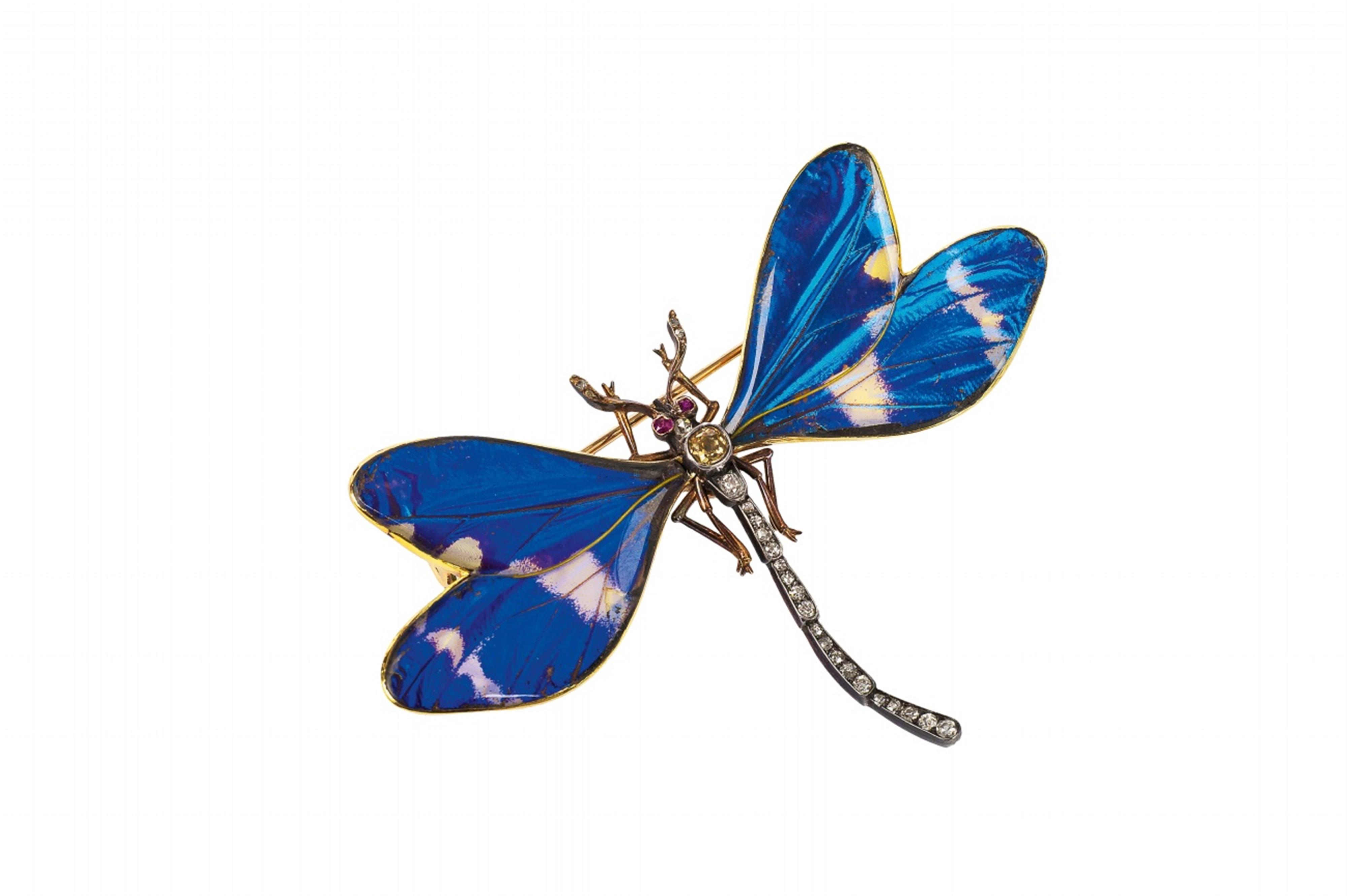 A 14k red gold and silver jugendstil dragonfly brooch - image-2