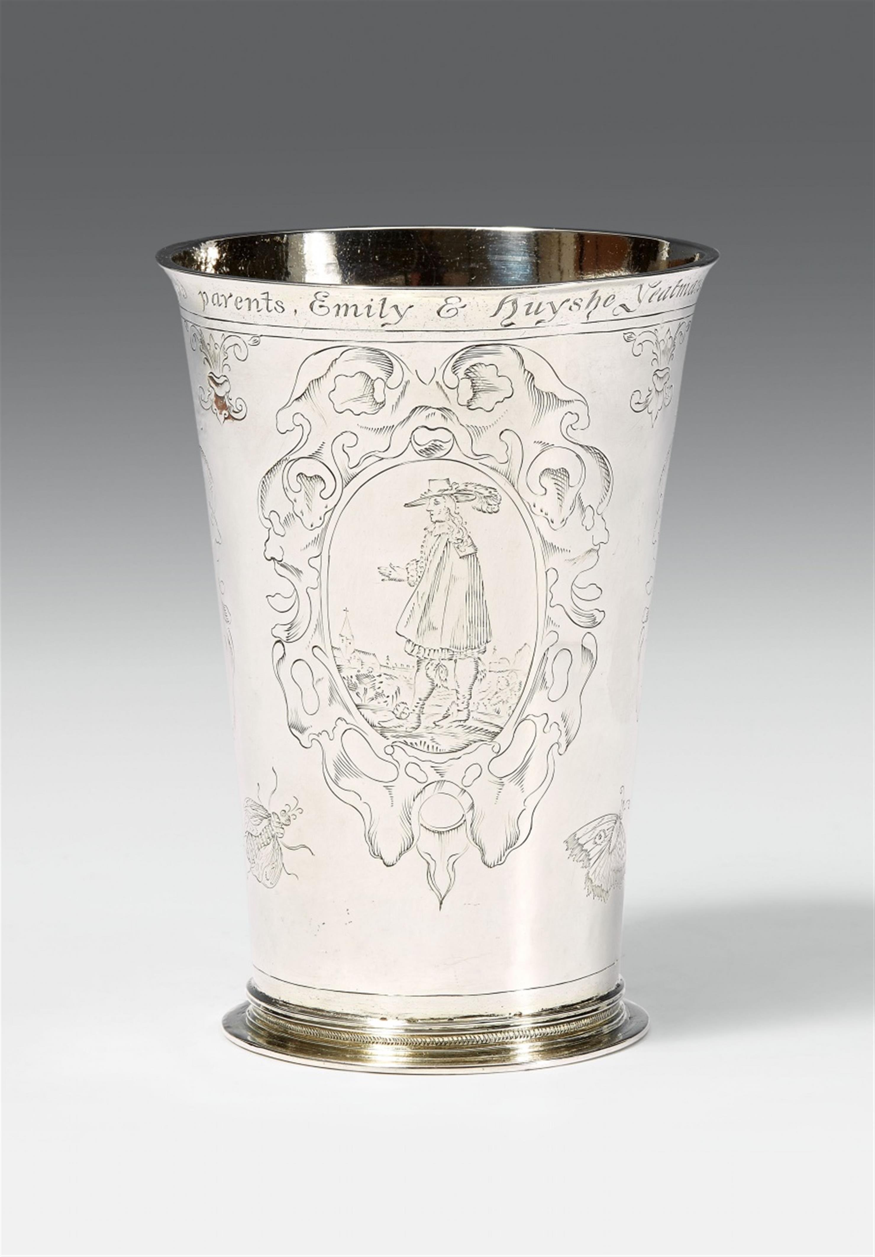 A large Hamburg silver beaker. Marks of Johann Sülßen, 1655 - 71. - image-1