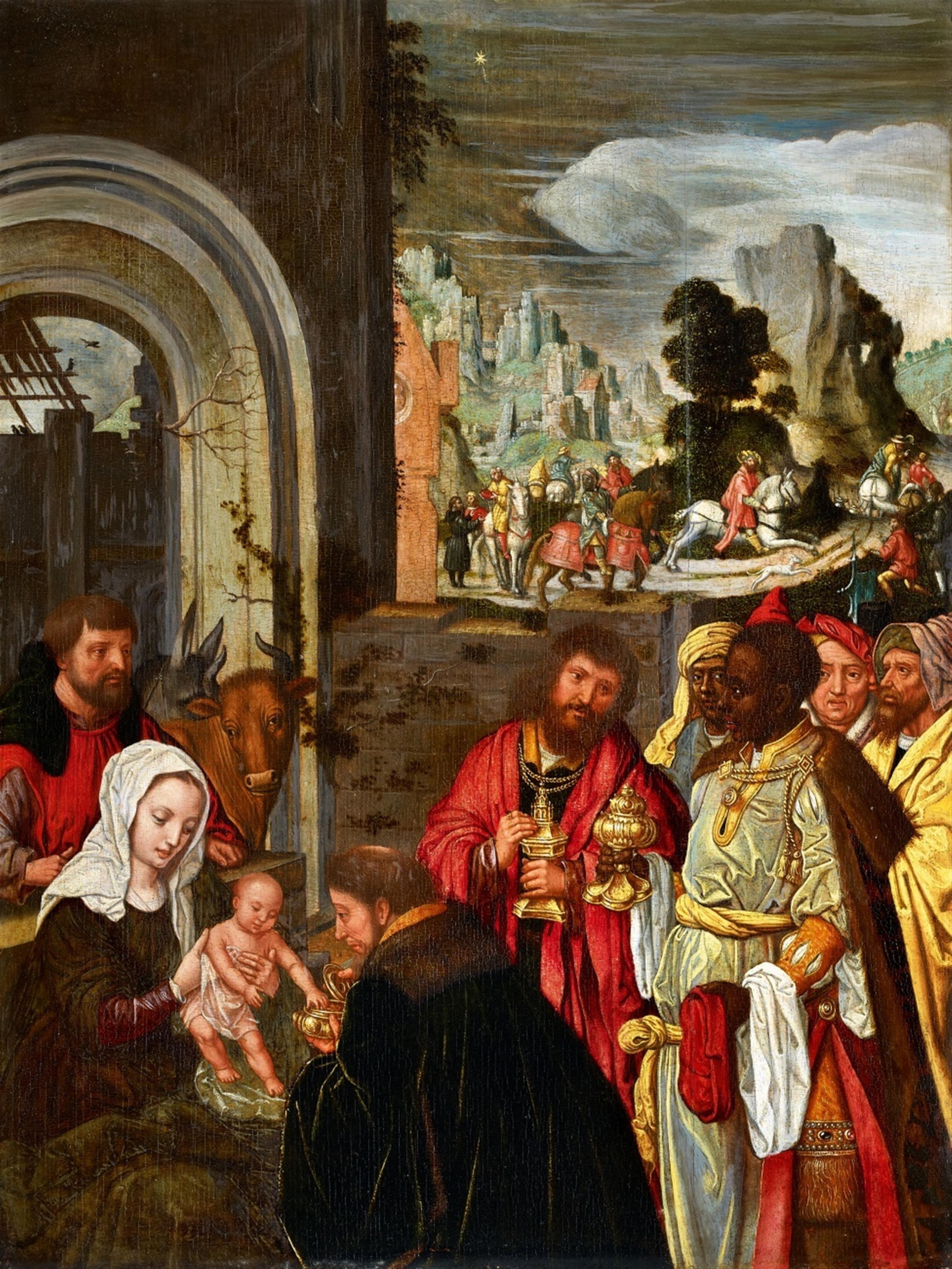 Antwerpener Meister um 1520 - Anbetung der Könige - image-1
