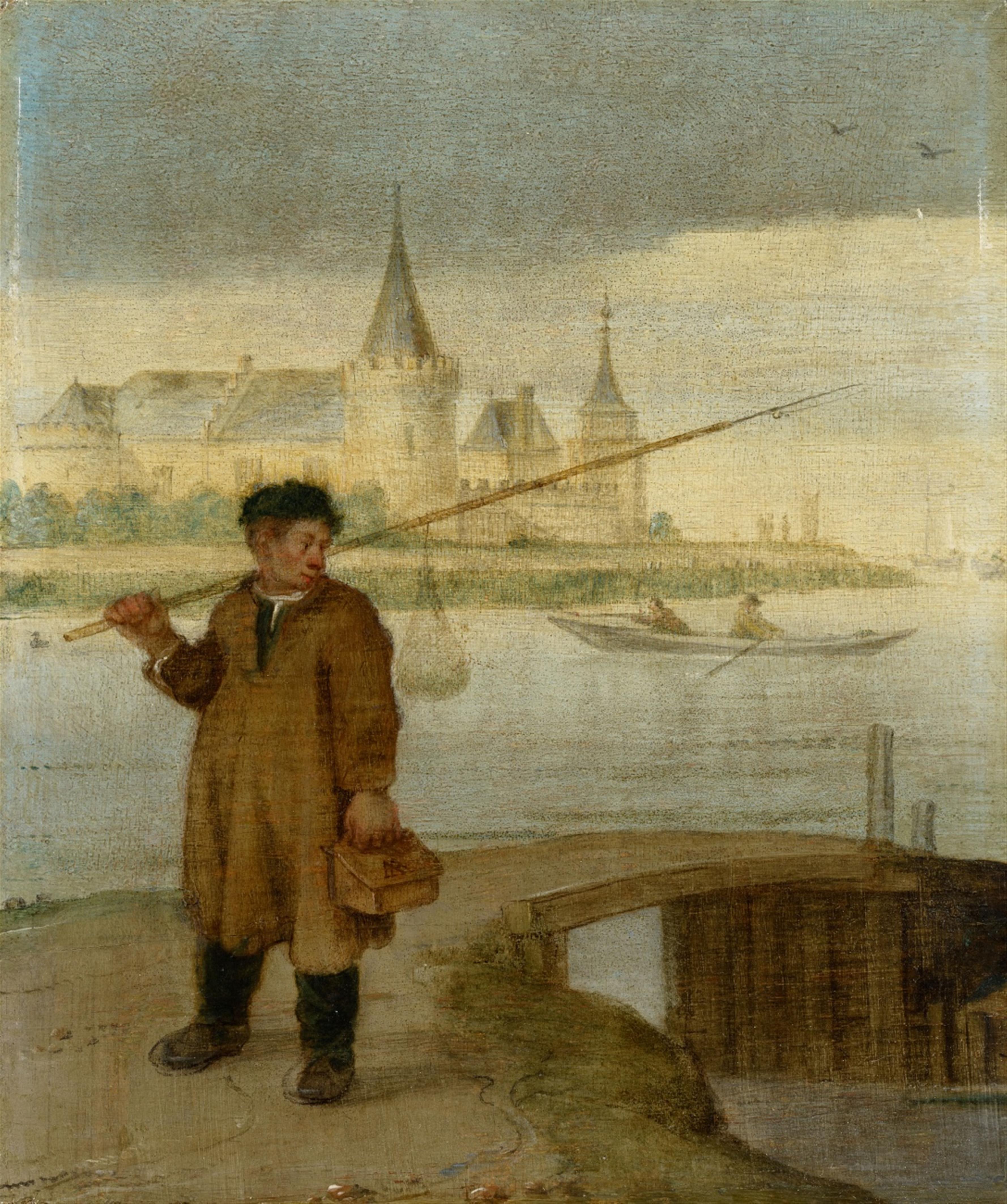 Arent Arentsz., called Cabel, attributed to - Fisher on a Bridge with Muiderslot in the Background - image-1