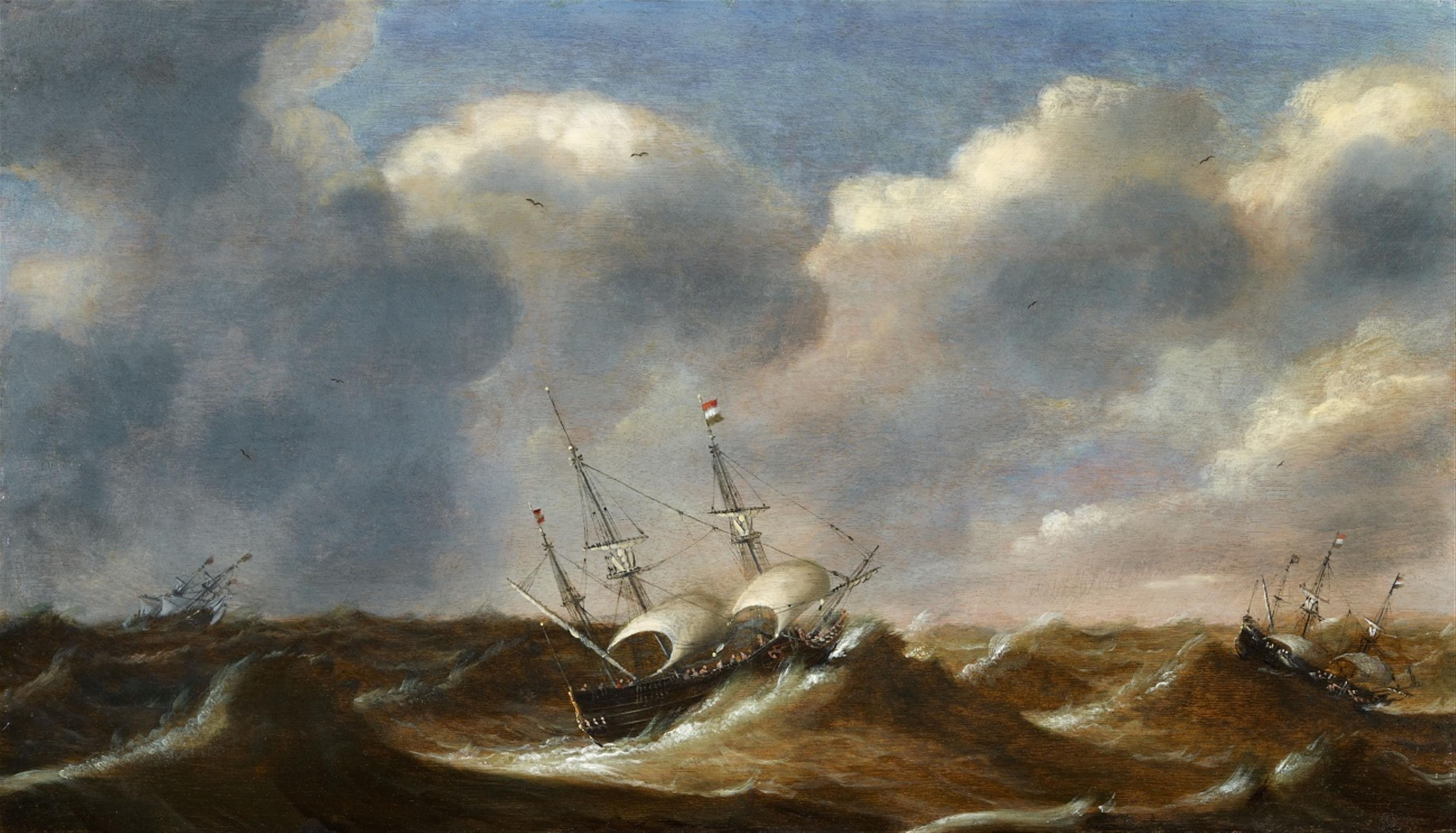 Claes Claesz. Wou - Ships in Stormy Seas - image-1