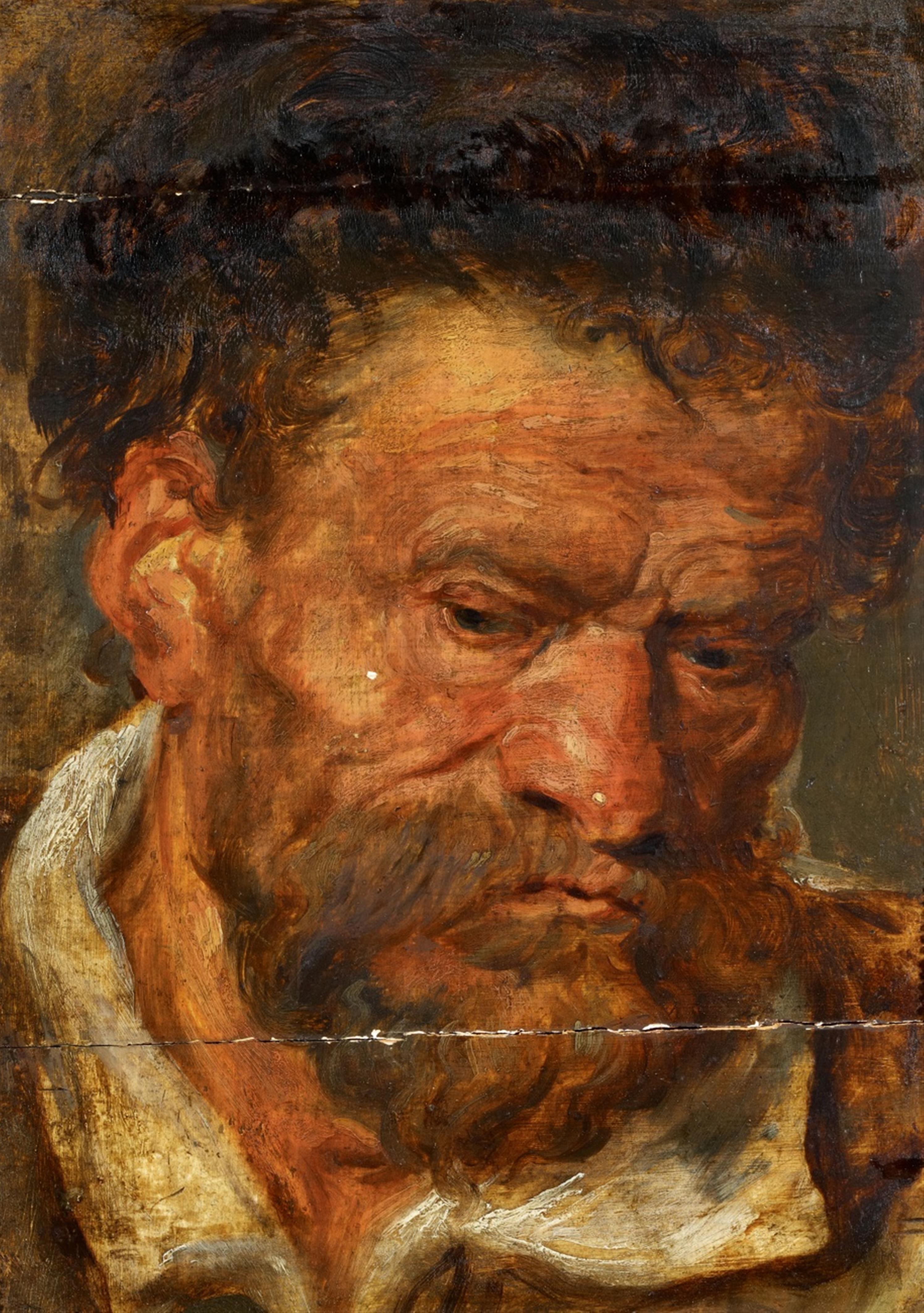 Flemish School, 17th century - Head of a Bearded Man (Oil Sketch) - image-1