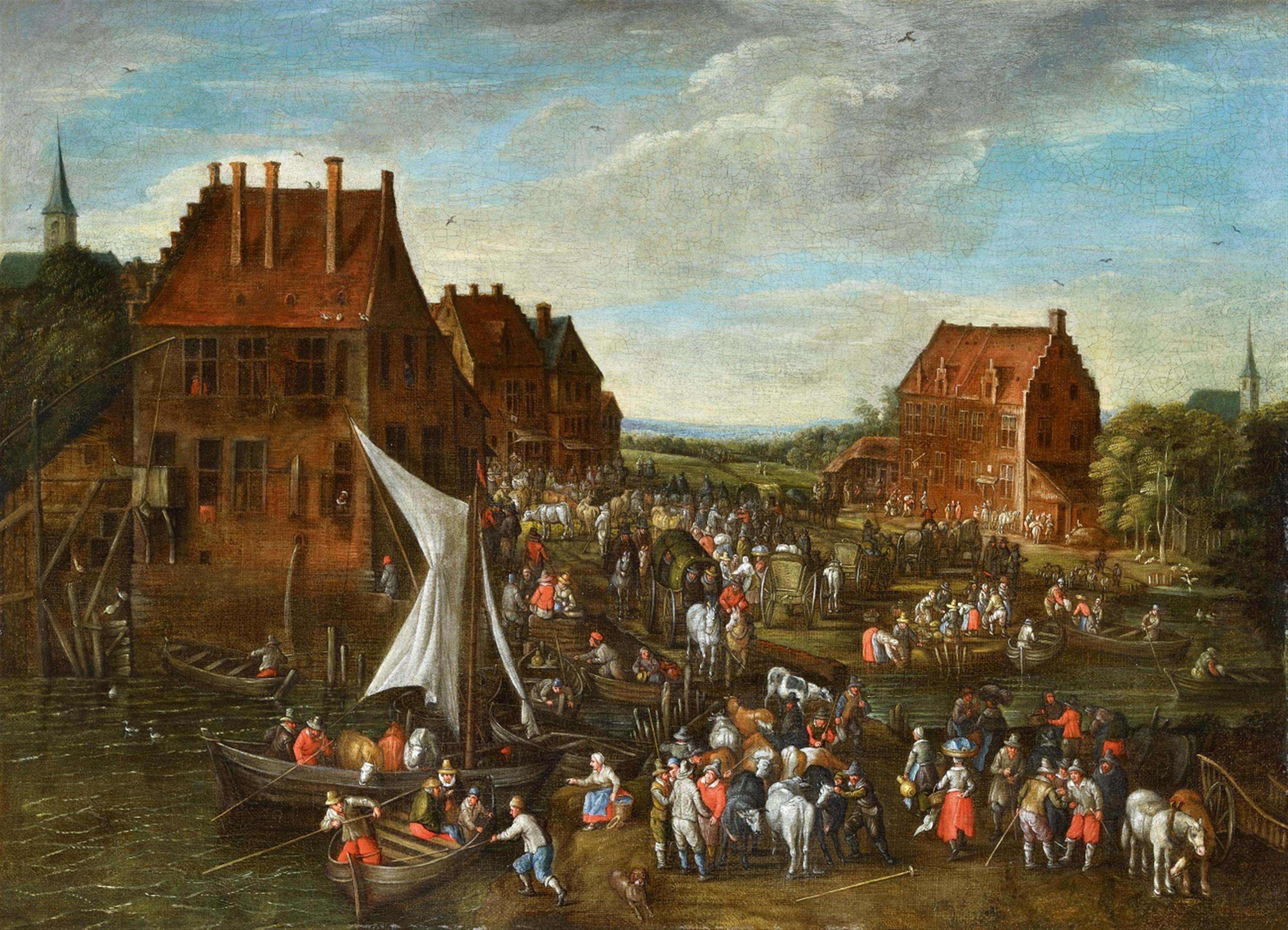 Flämischer Meister des 17. Jahrhunderts - Belebte Marktszene - image-1