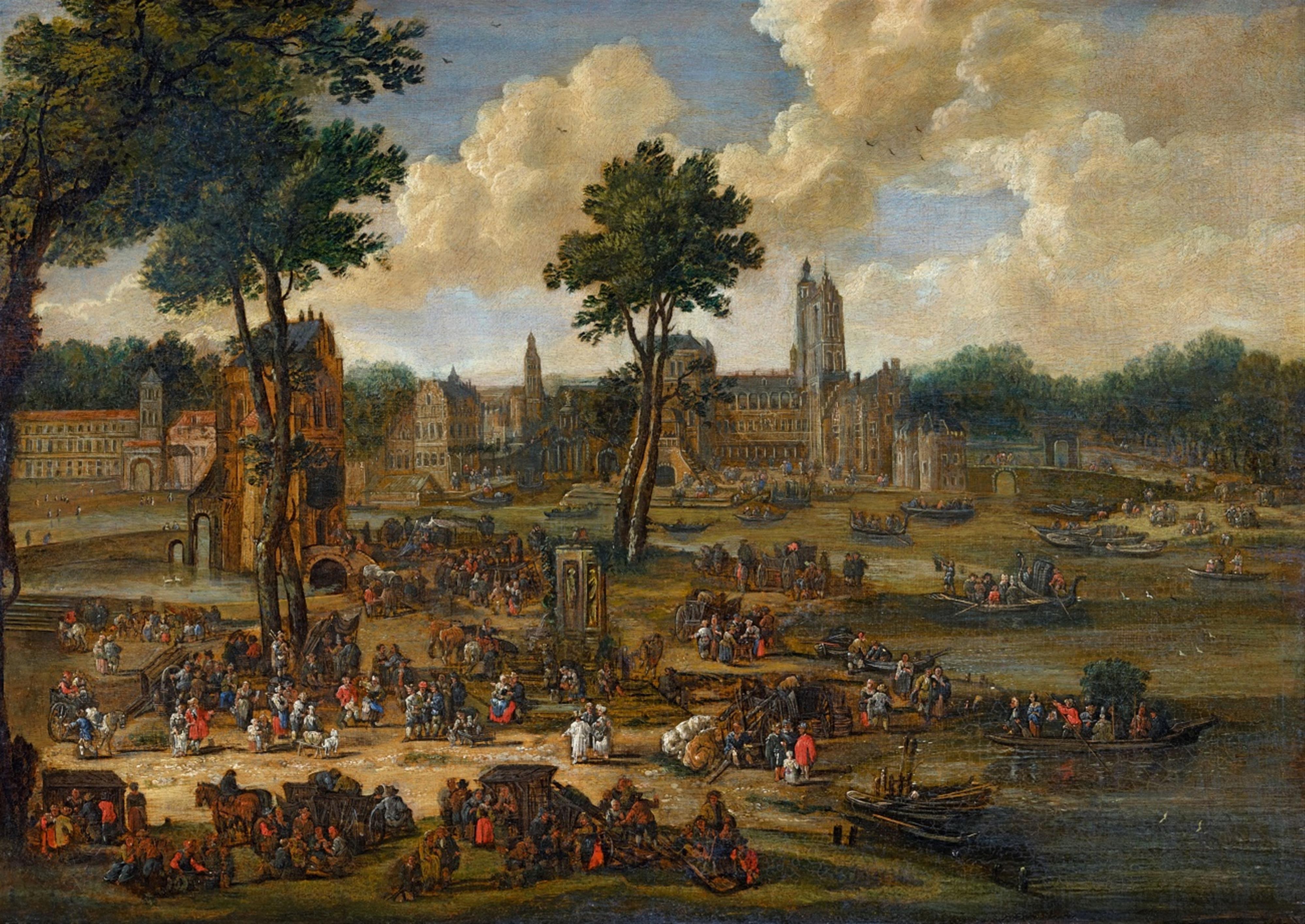 Pieter Casteels - Market Scene in an Architectural Setting - image-1