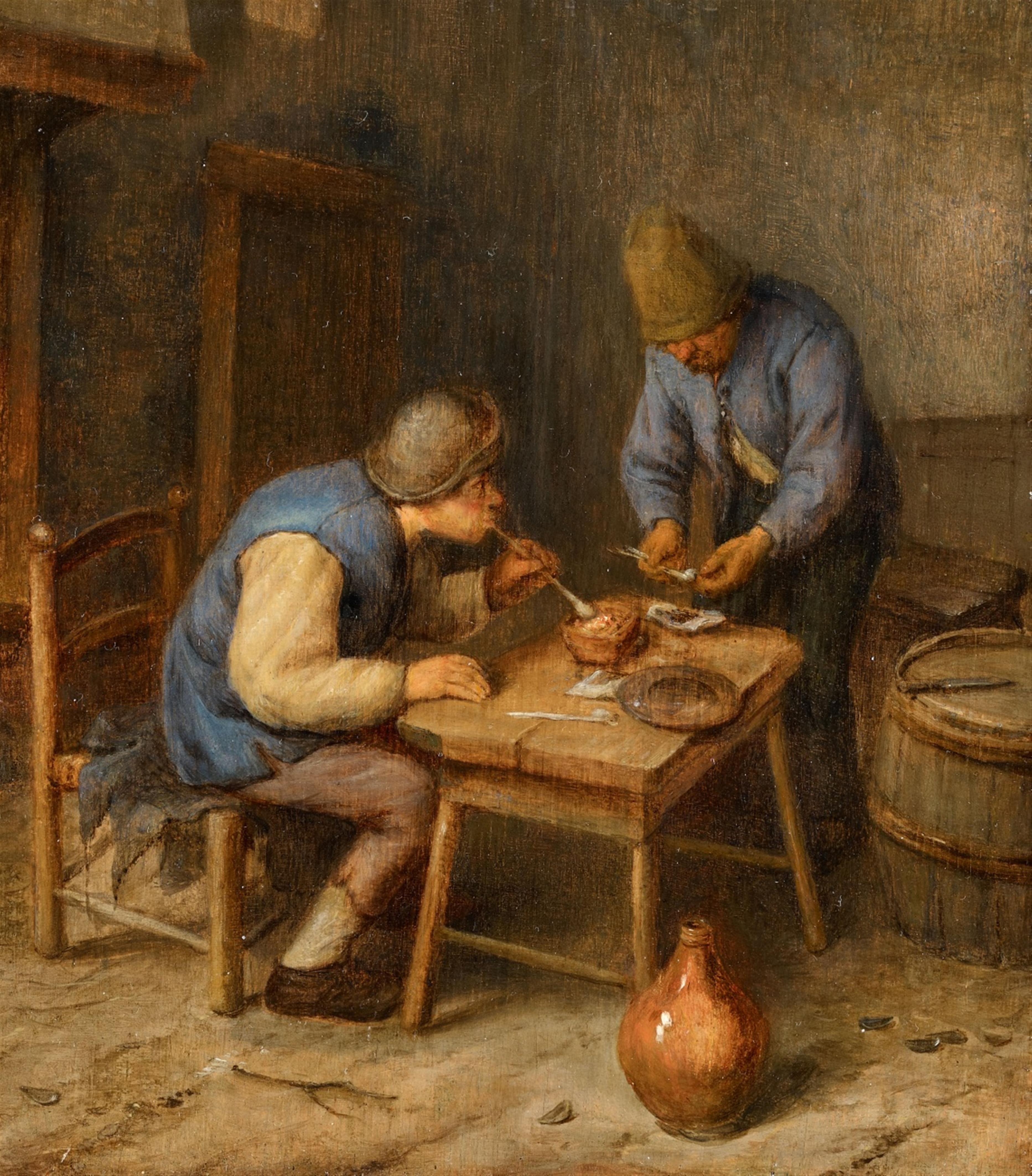 Niederländischer Meister des 17. Jahrhunderts - Interieur mit rauchenden Bauern - image-1