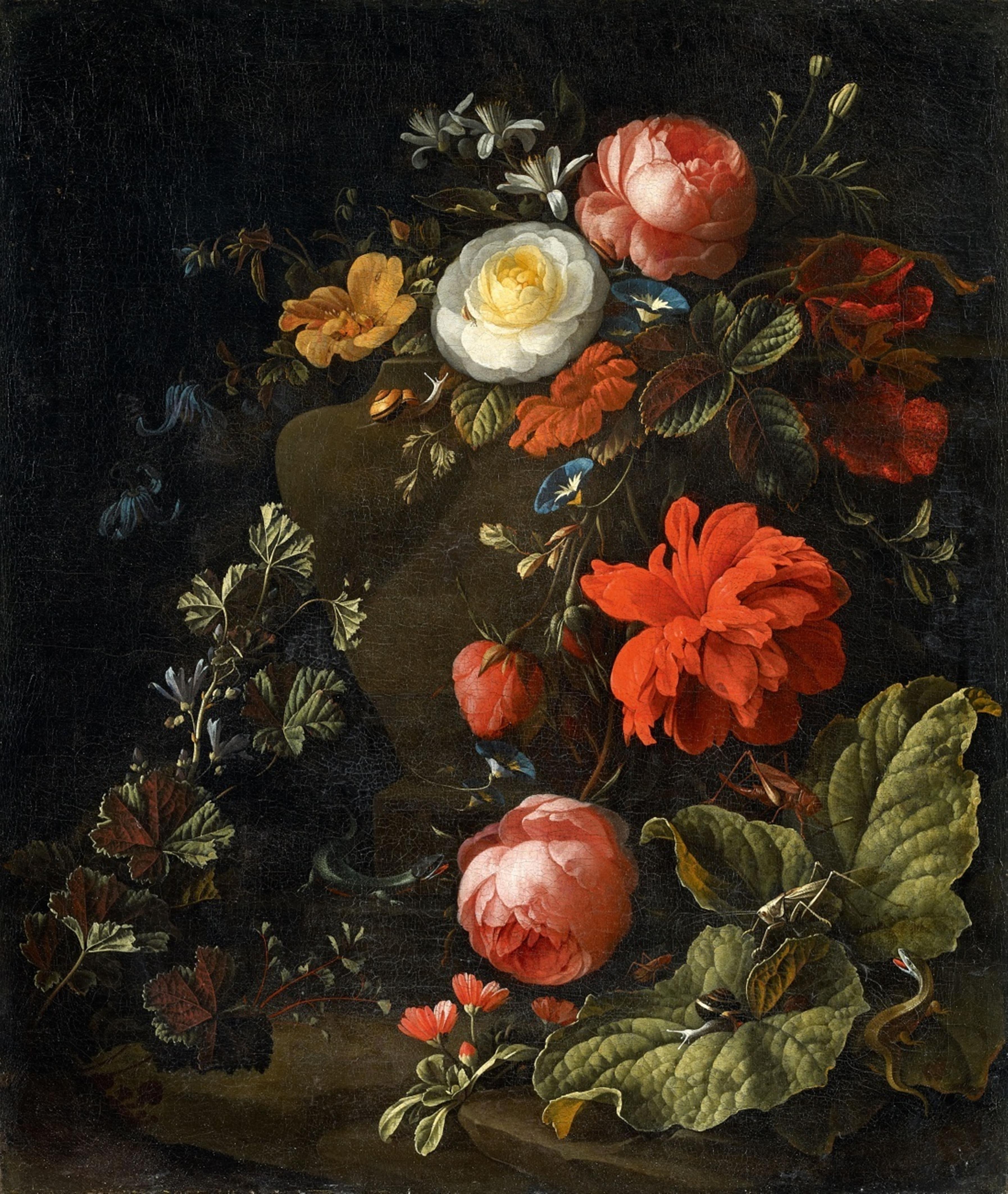 Elias van den Broeck - Floral Still Life with Insects - image-1