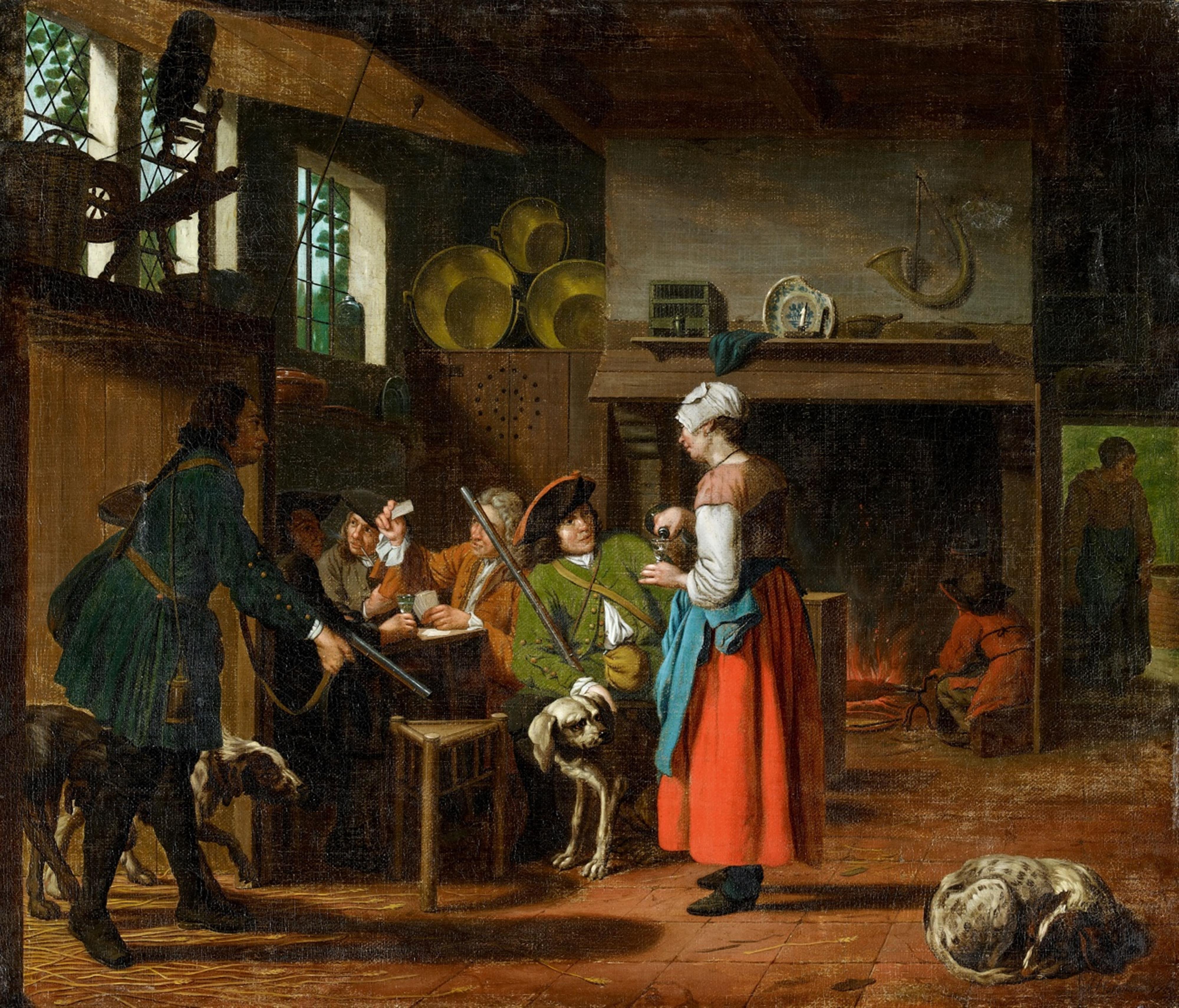 Jan Josef Horemans the Elder - Tavern Scene with Two Huntsmen - image-1