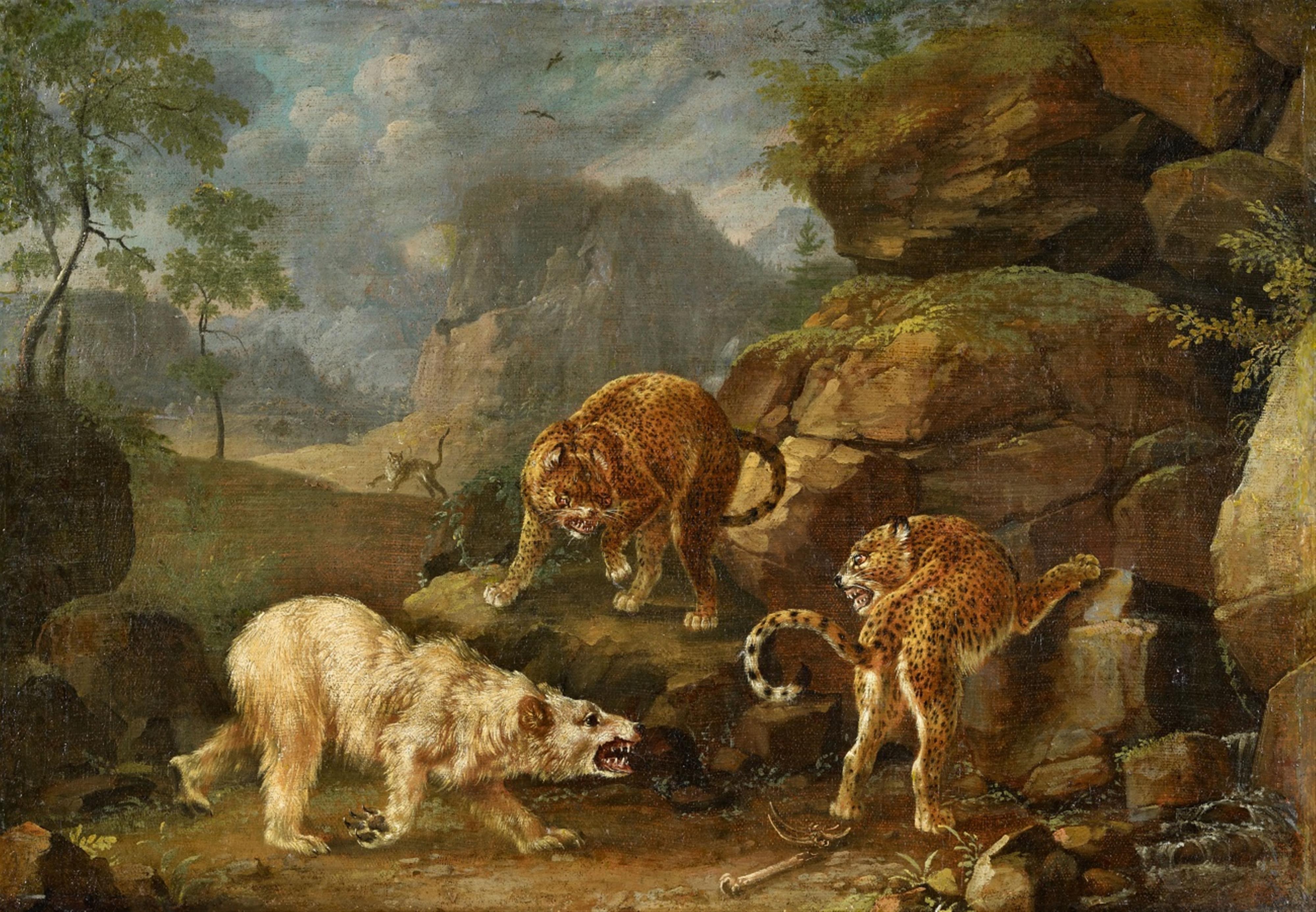 Johann Elias Ridinger - Kampf zwischen zwei Leoparden und einem Eisbär - image-1