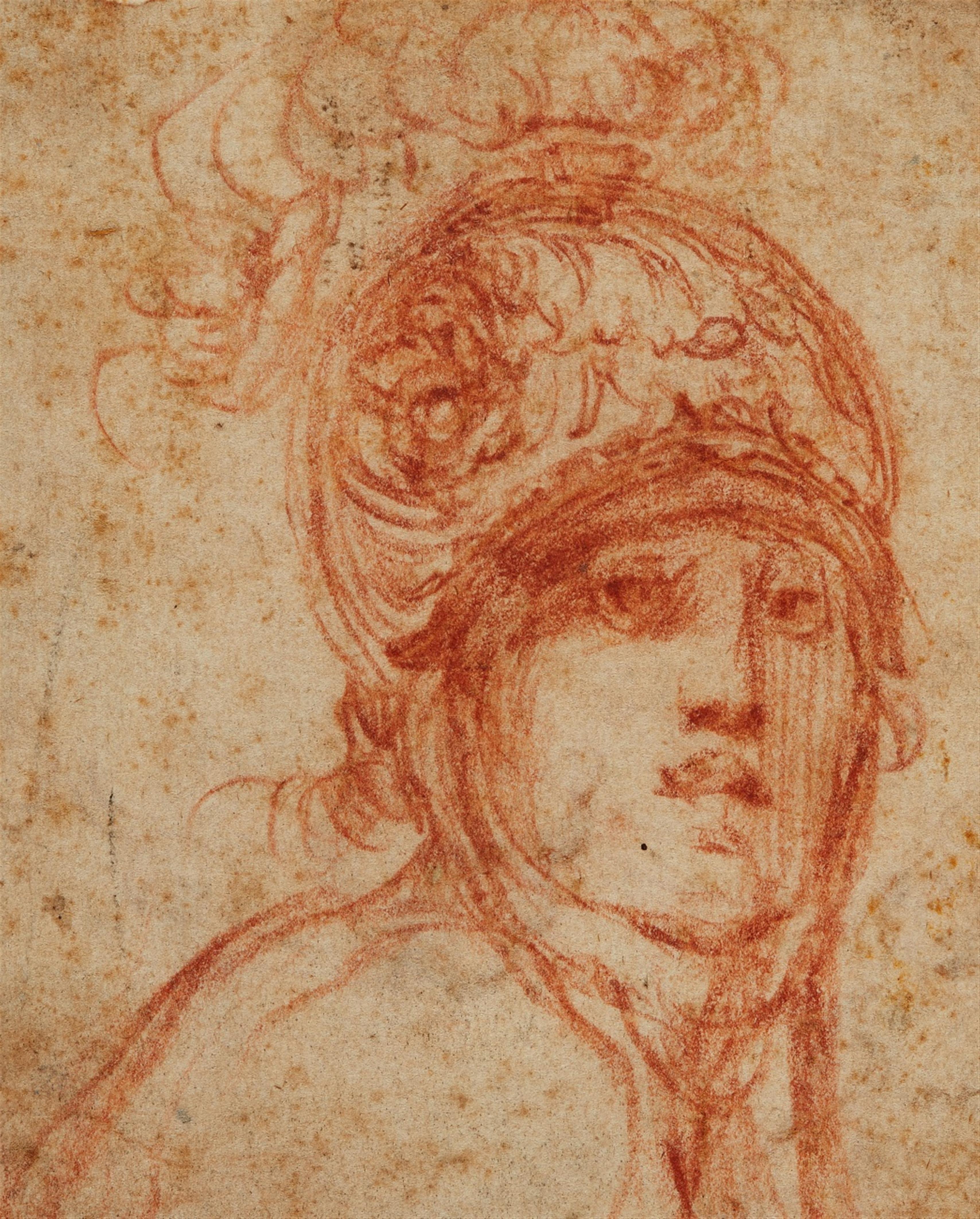 Florentine School circa 1600 - A Young Man in a Helmet - image-1