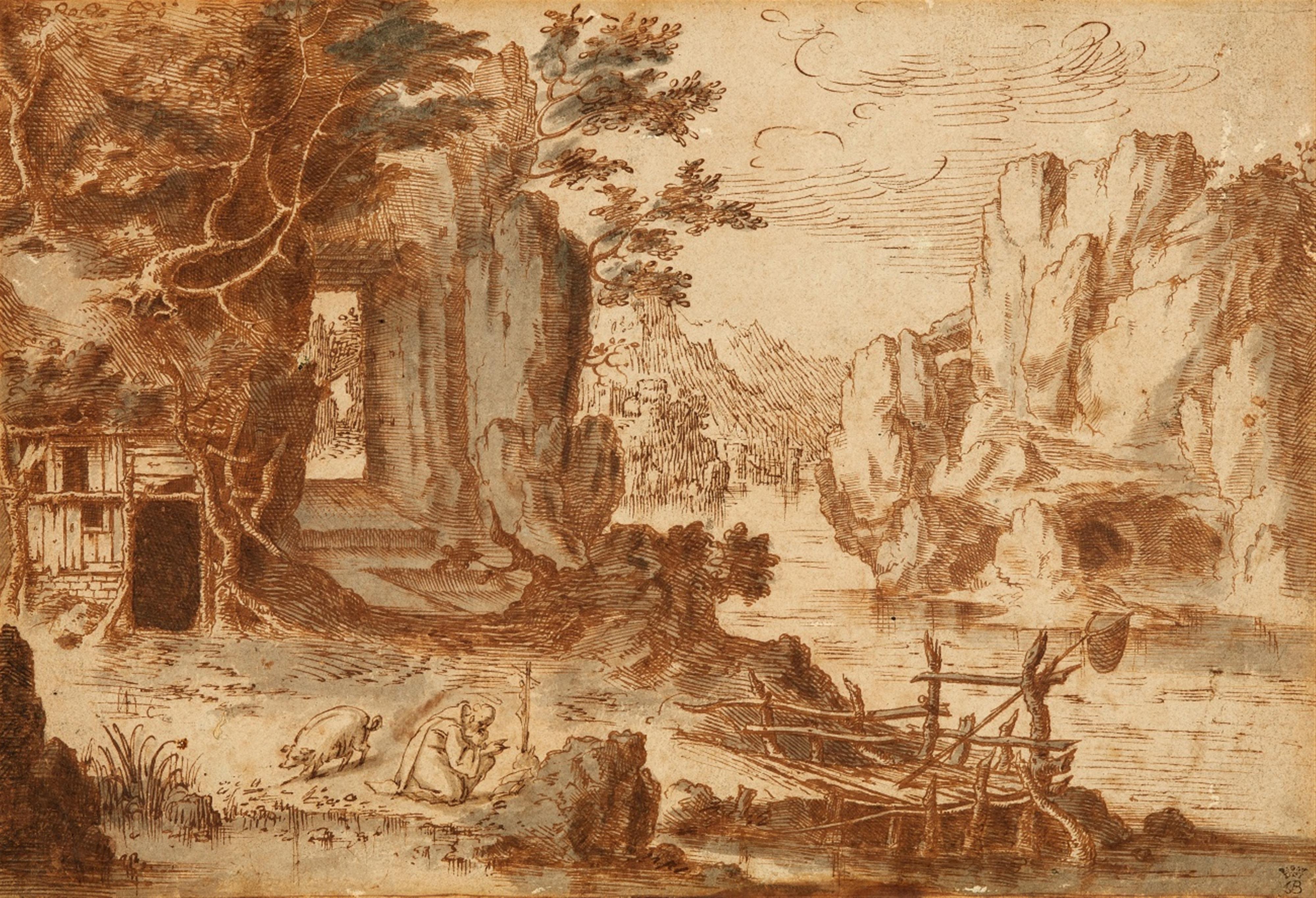 Paul Bril, zugeschrieben - Landschaft mit dem Heiligen Antonius Abbas - image-1