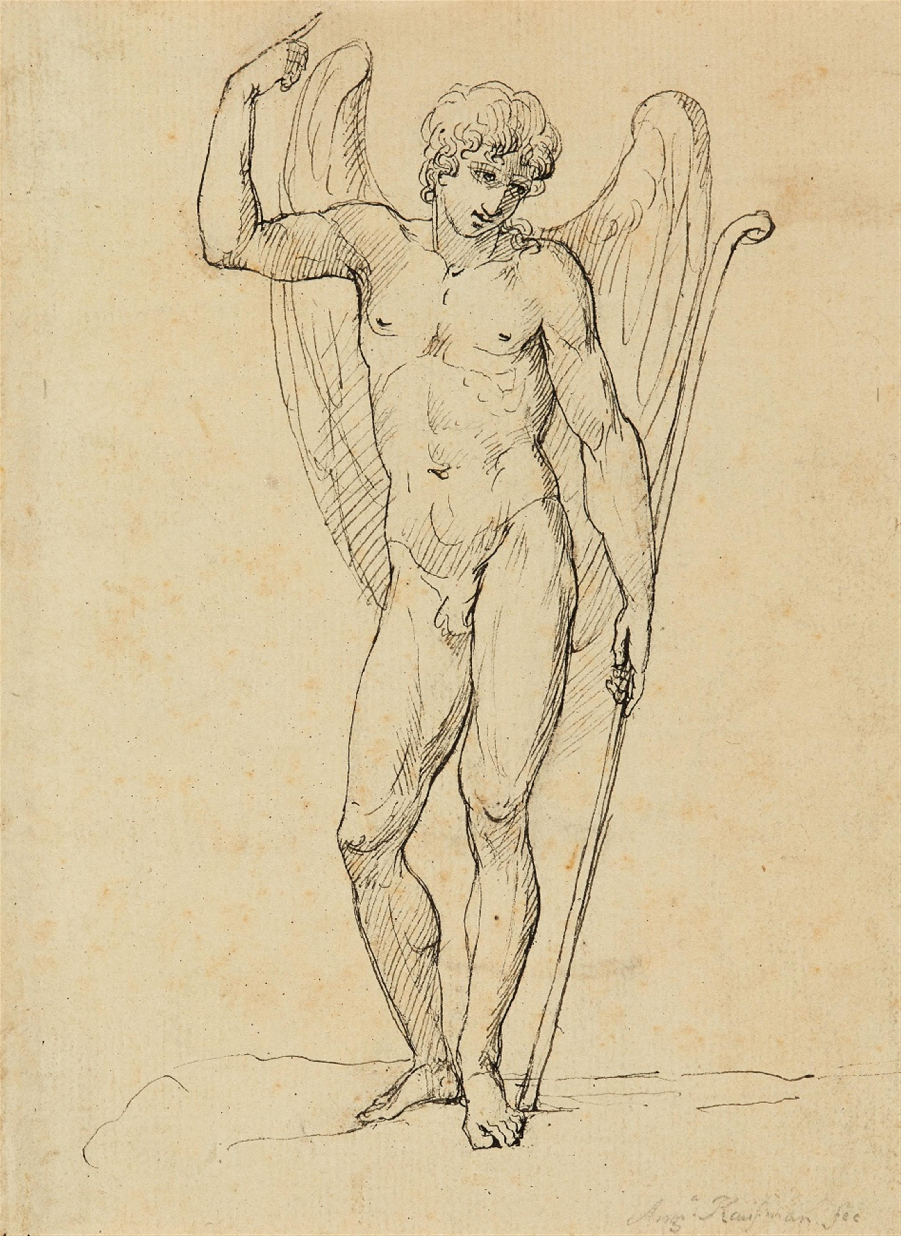 Angelika Kauffmann, attributed to - A Standing Angel Verso: Hercules and Venus - image-1