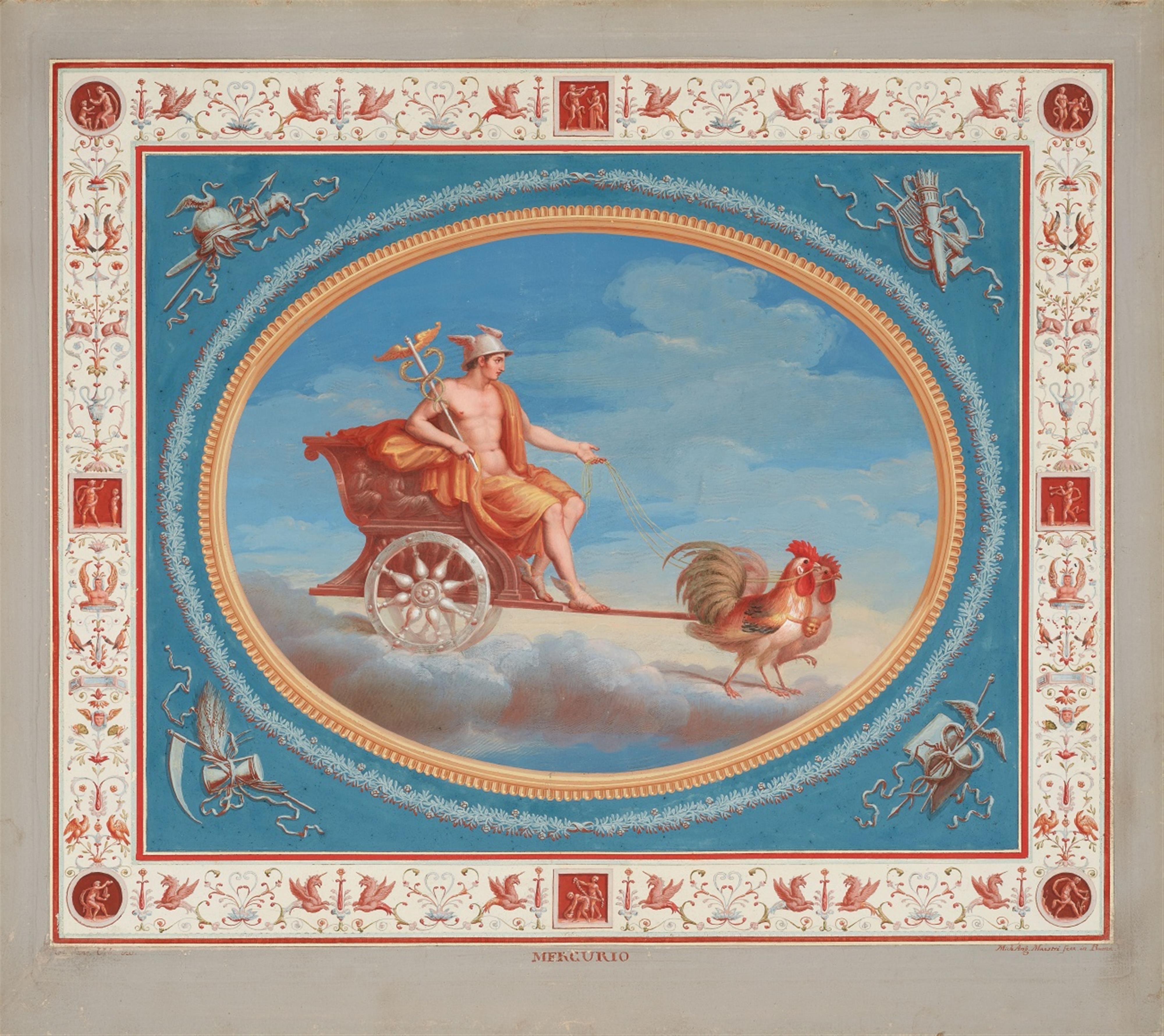 Michelangelo Maestri - Zwei Antike Gottheiten im Pompejanischen Stil mit Groteskenfries - image-1