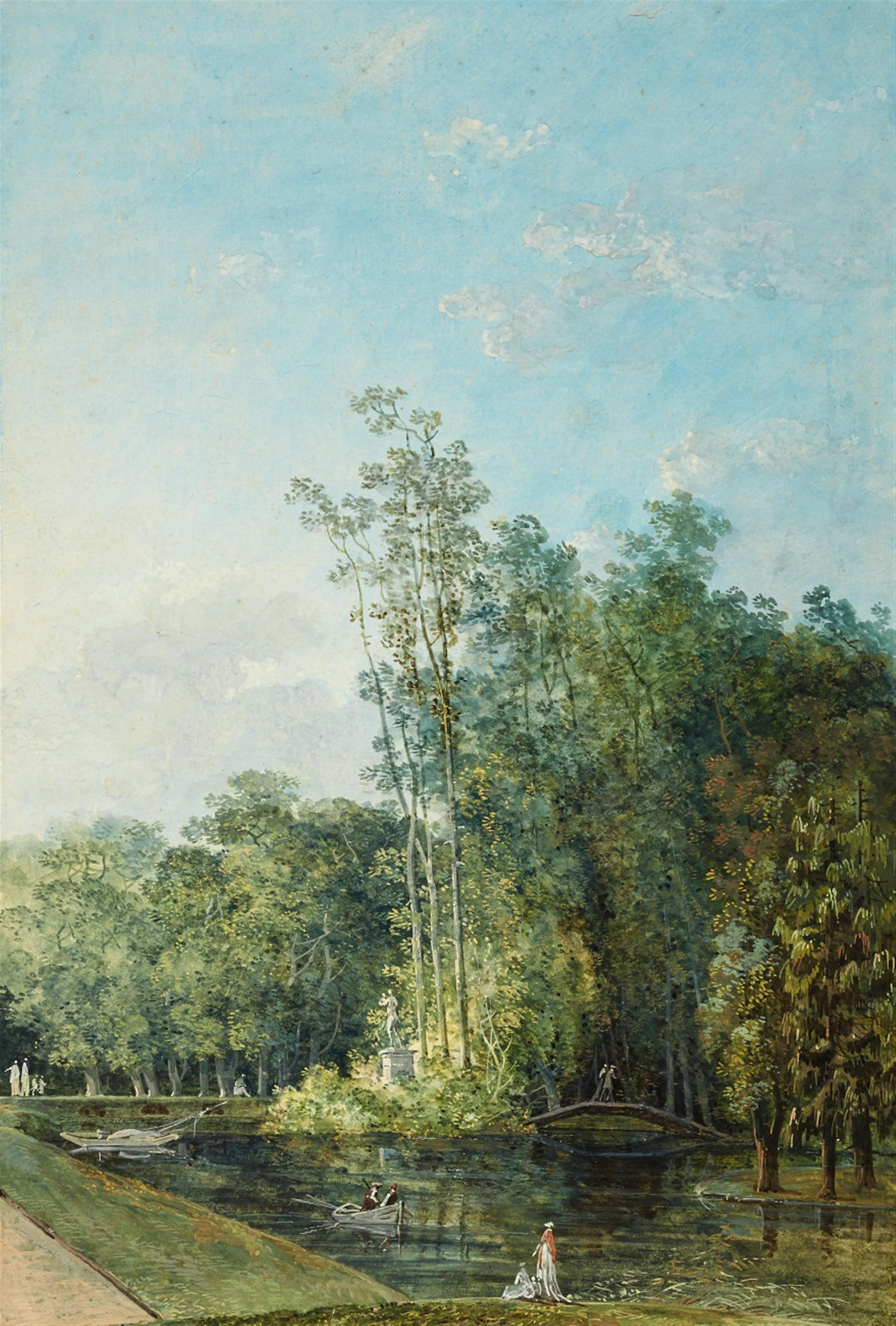 Louis Bélanger - Park Landscape with a Pond and a Bridge - image-1