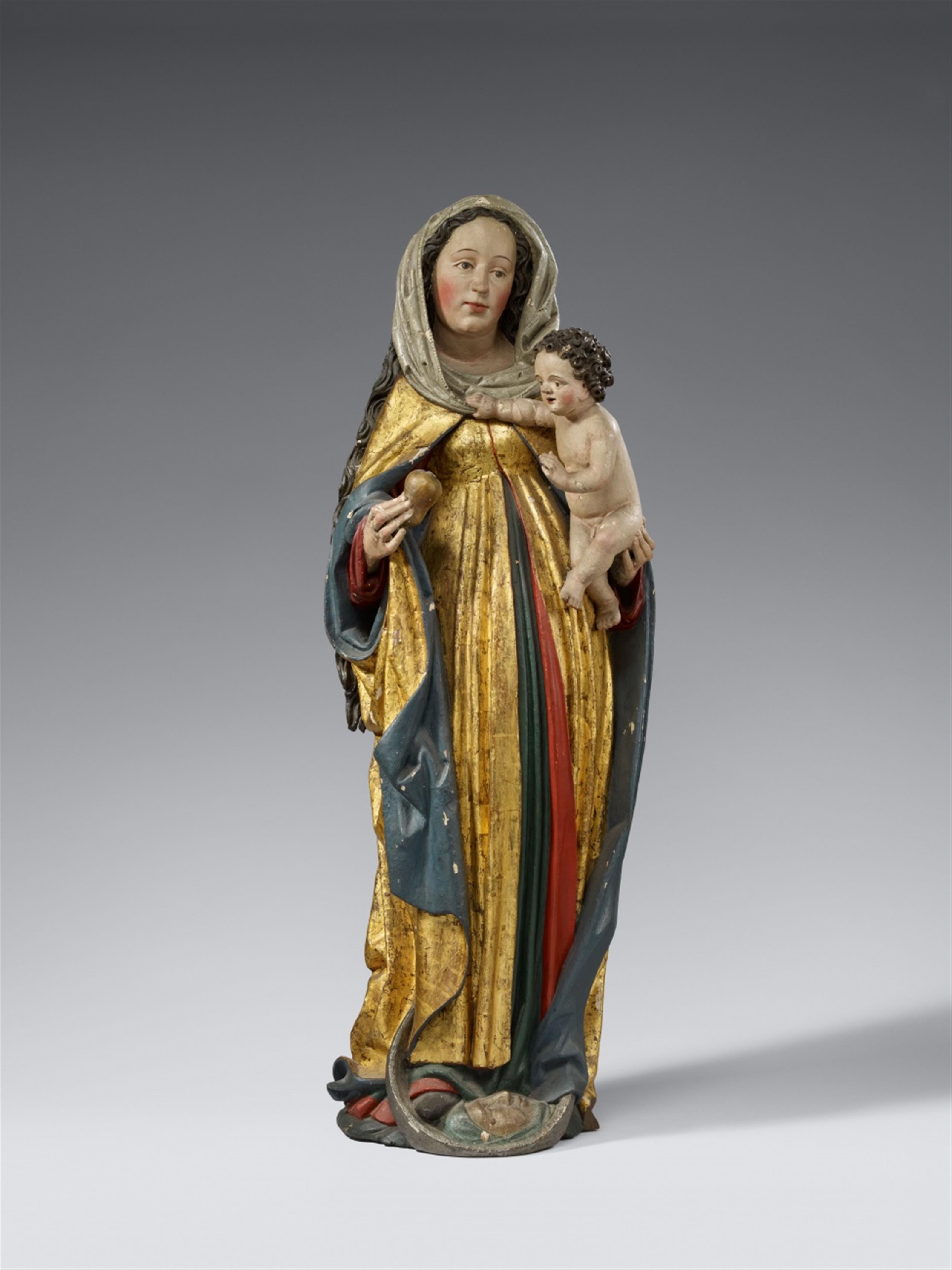 Upper Rhine-Region circa 1500 - An Upper Rhenish carved wooden figure of the Virgin and Child, circa 1500 - image-1