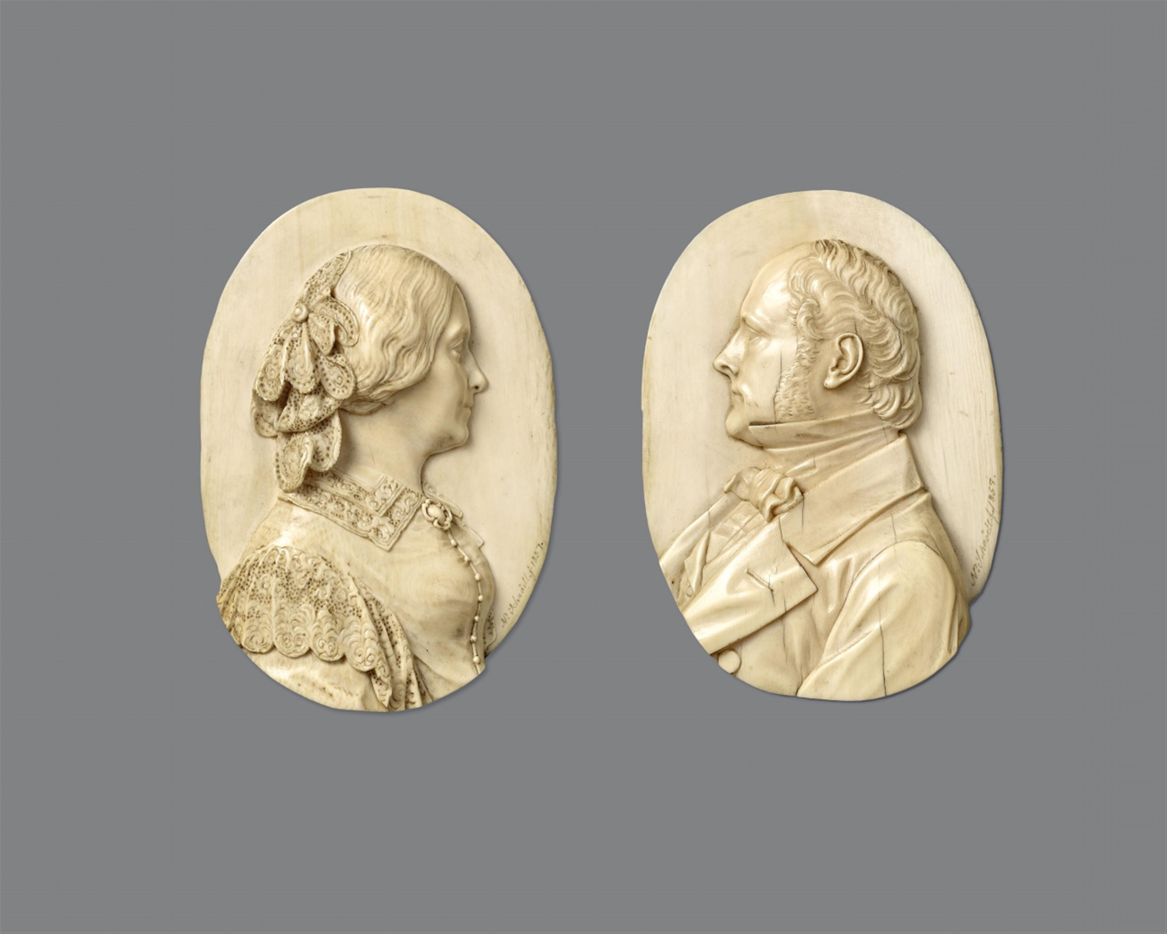 Norbert Michael Schrödl - Carved ivory portraits of a man and wife by Norbert Michael Schrödl - image-1