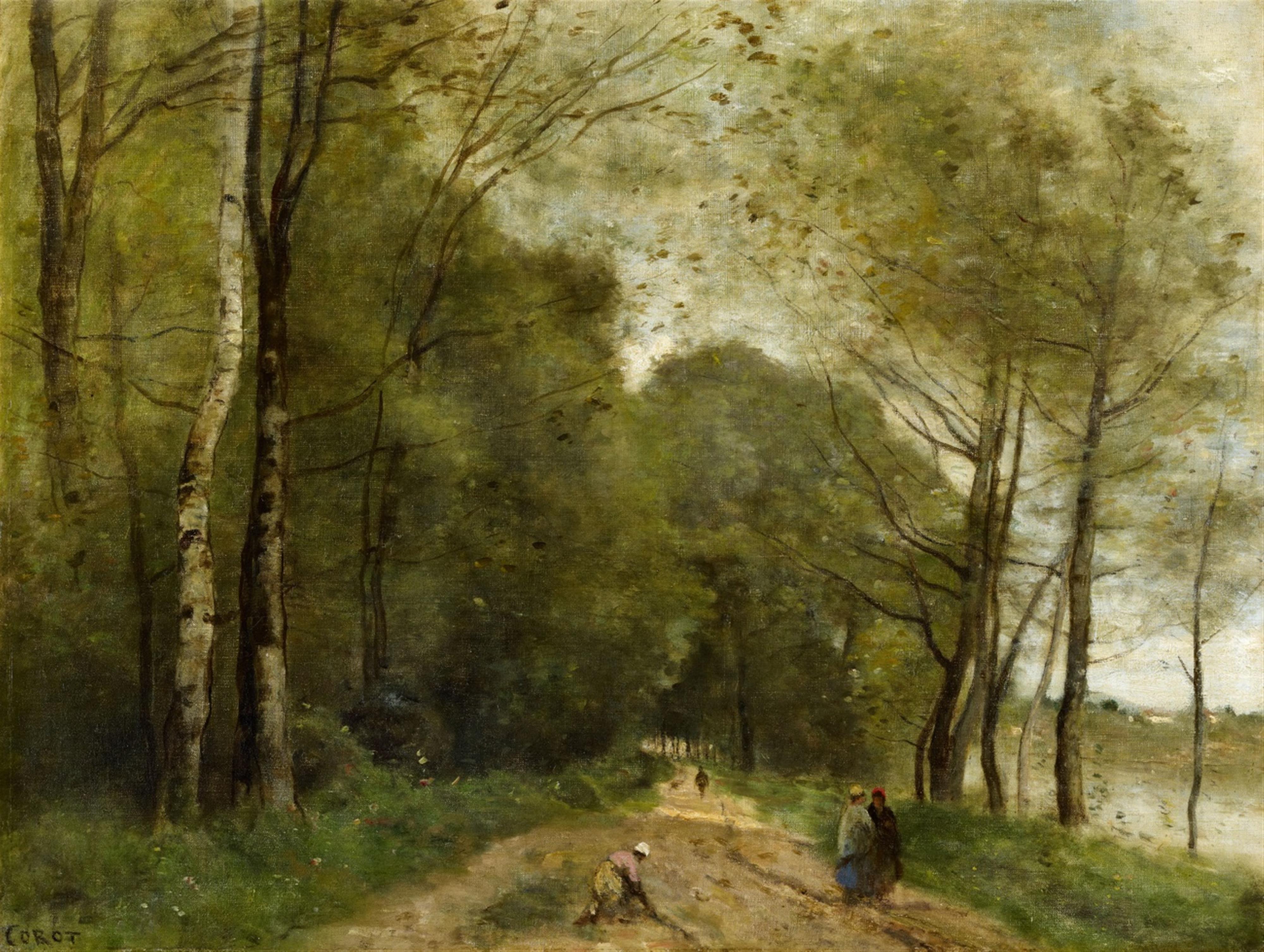 Jean Baptiste Camille Corot - Sommerlandschaft mit einem Weg und Gewässer - image-1