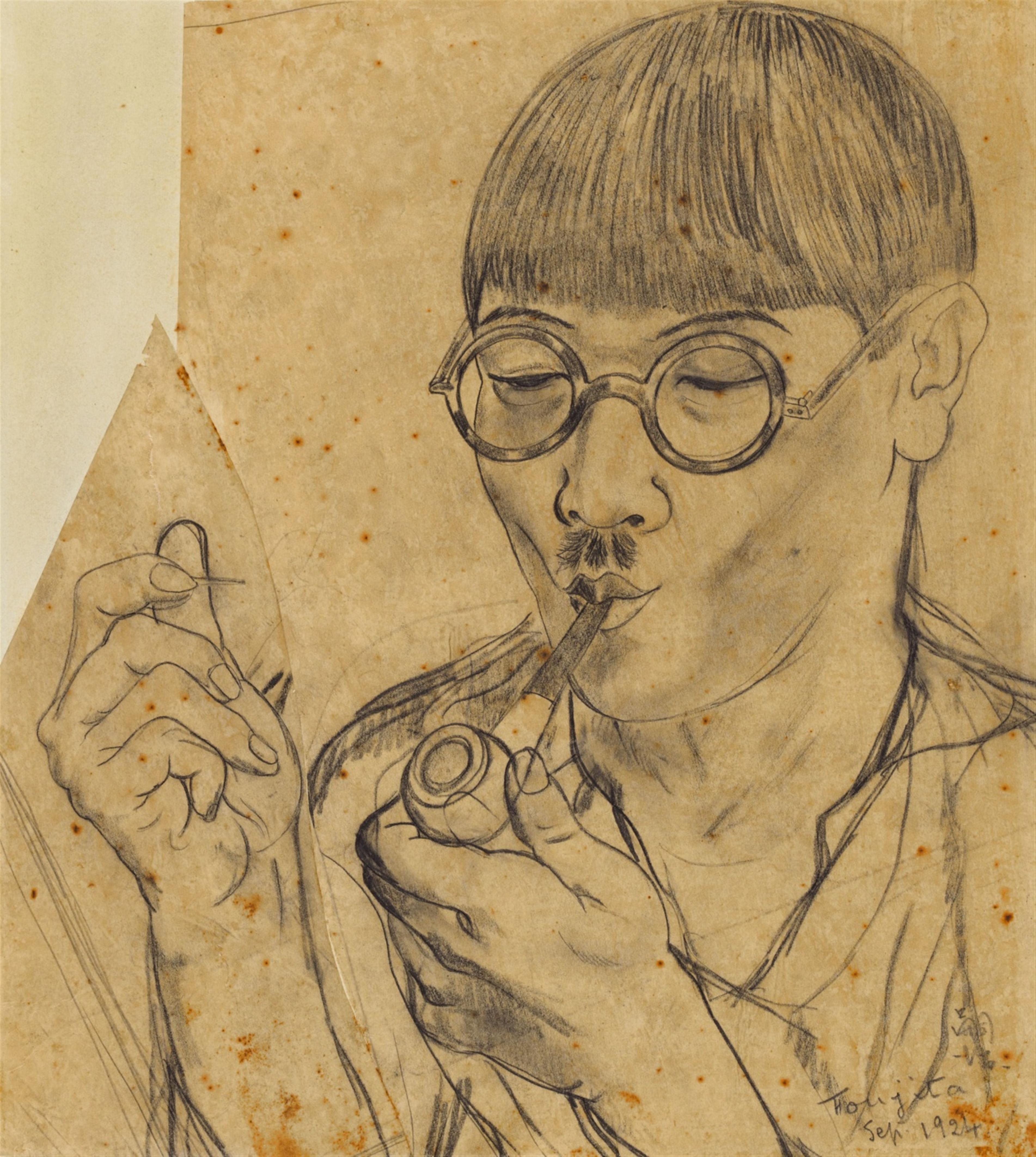 Léonard Tsuguharu Foujita - Autoportrait à la pipe - image-1