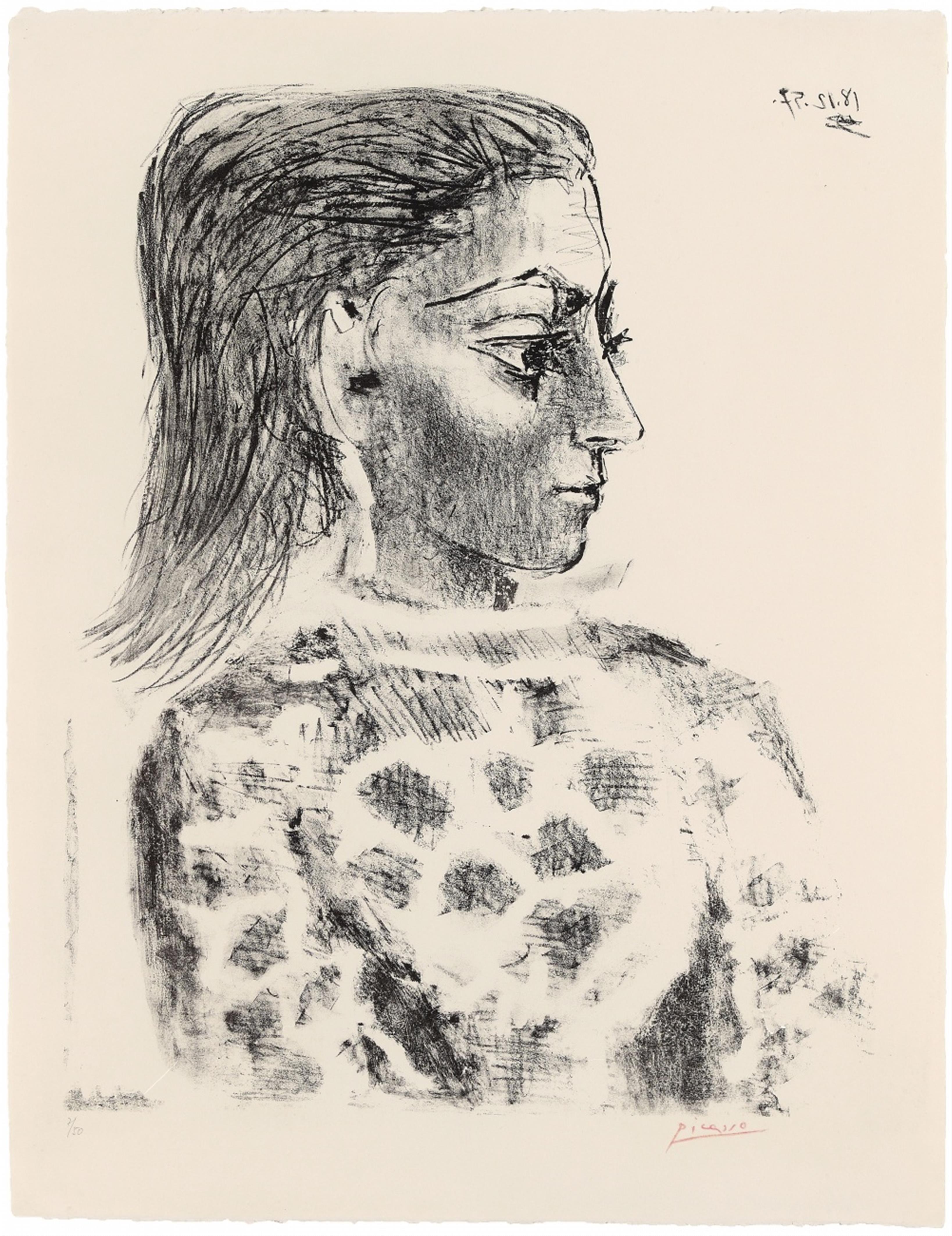 Pablo Picasso - Buste au corsage à Carreaux - image-1