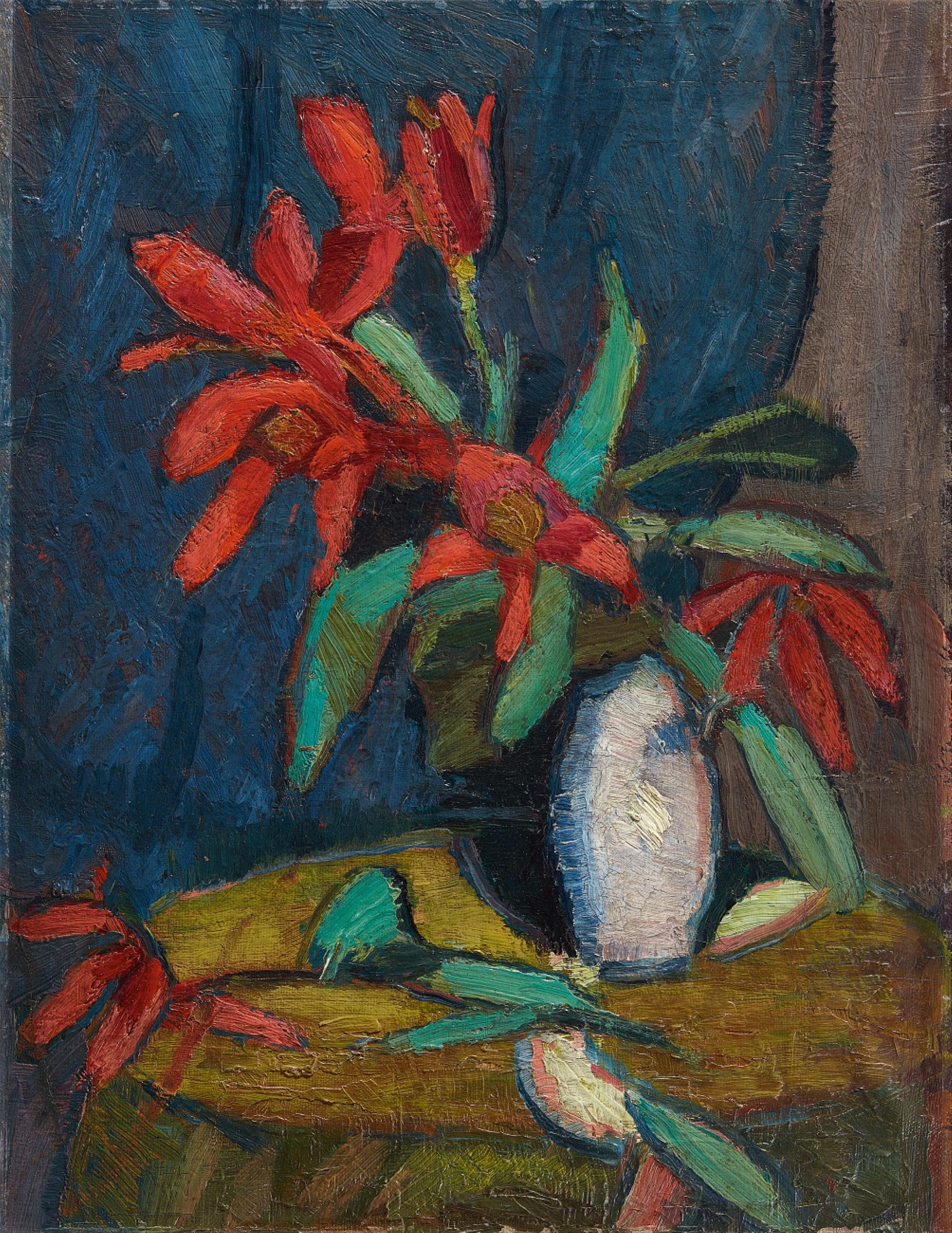 Hermann Stenner - Rote Blumen in weißem Krug - image-1