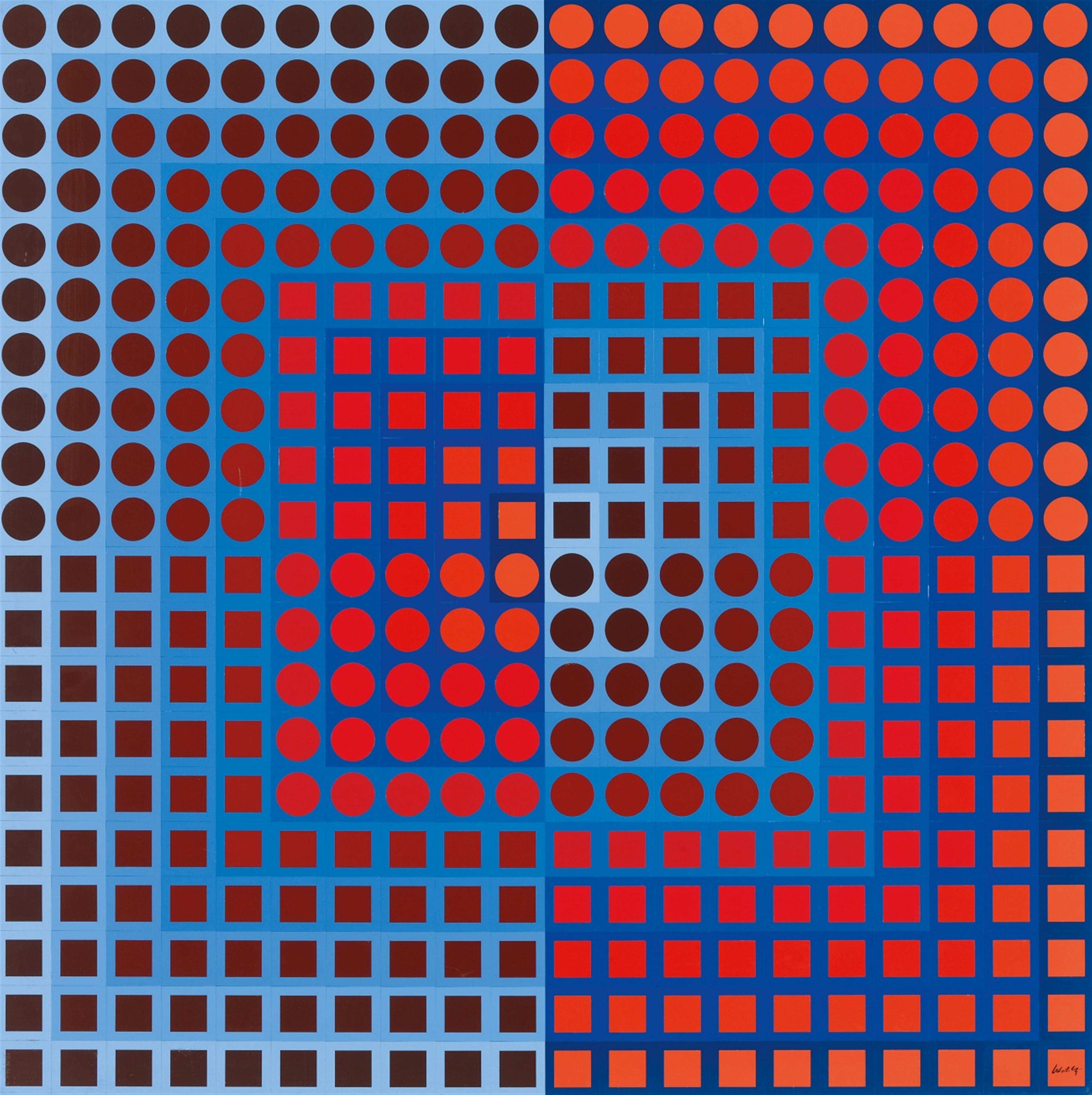 Victor Vasarely - Zoeld I (Blue/Red) - image-1