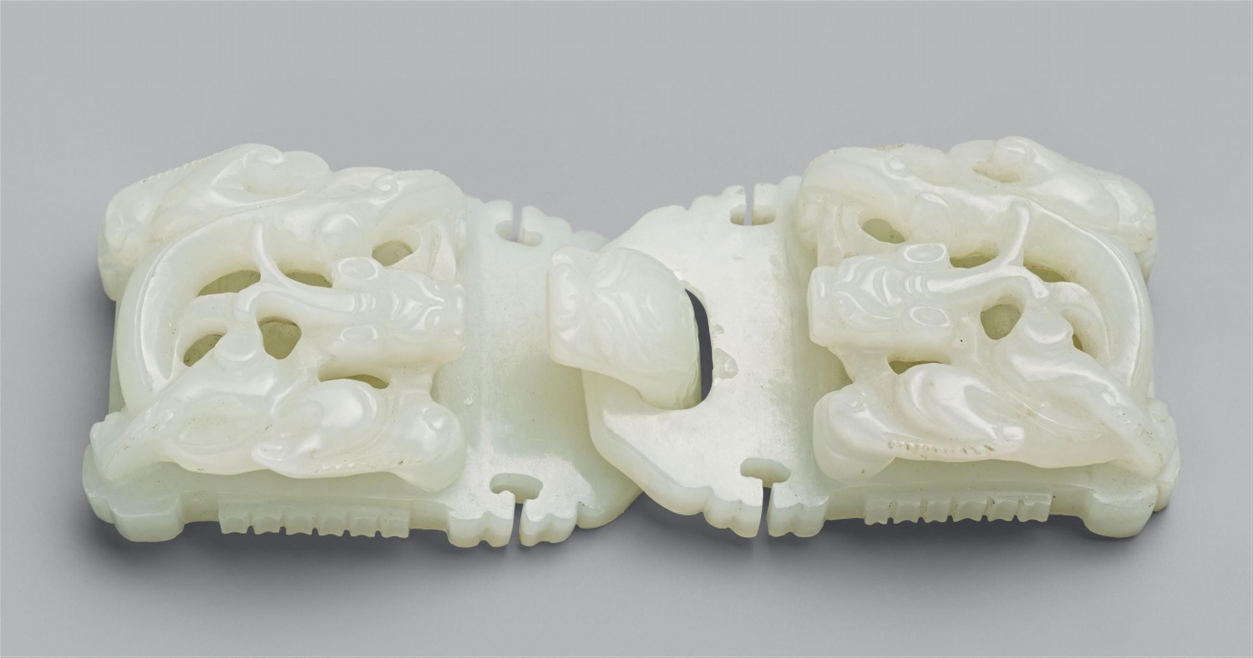 A white jade belt buckle - image-1
