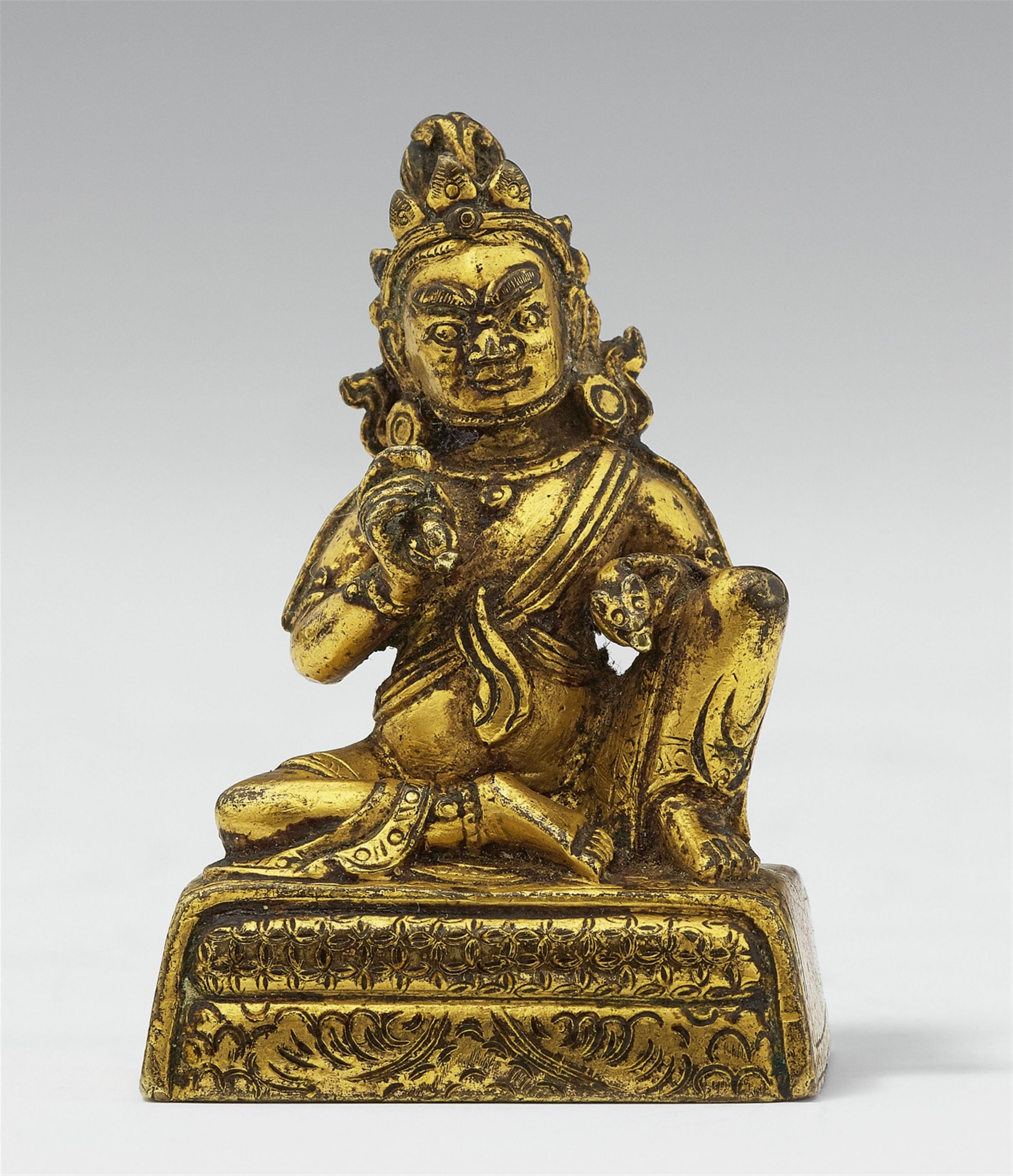 Miniaturfigur des Jambhala. Feuervergoldete Bronze. Sinotibetisch. 18./19. Jh. - image-1