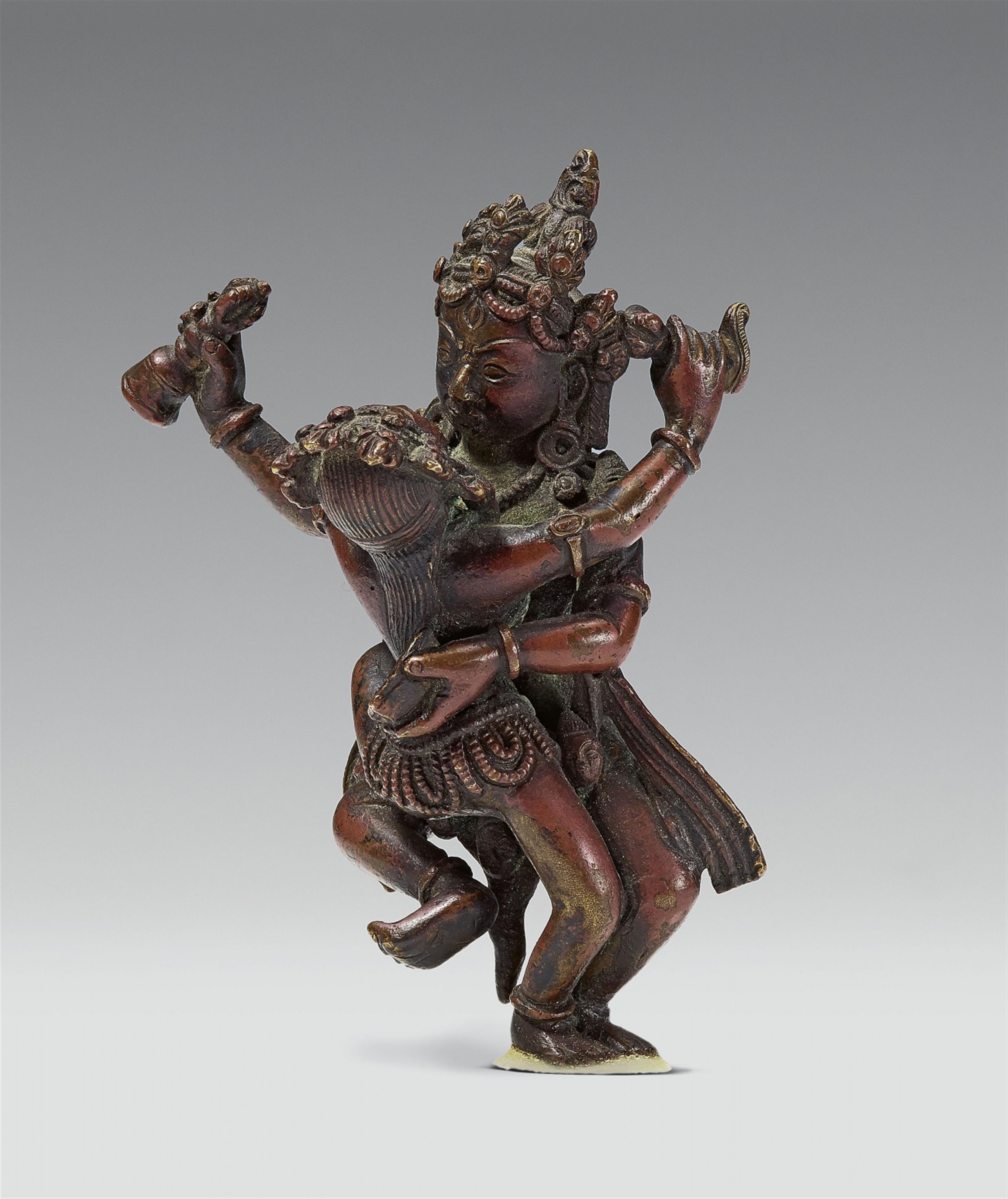A Tibetan bronze figure of a bodhisattva in yab-yum. 16th/17th century - image-1