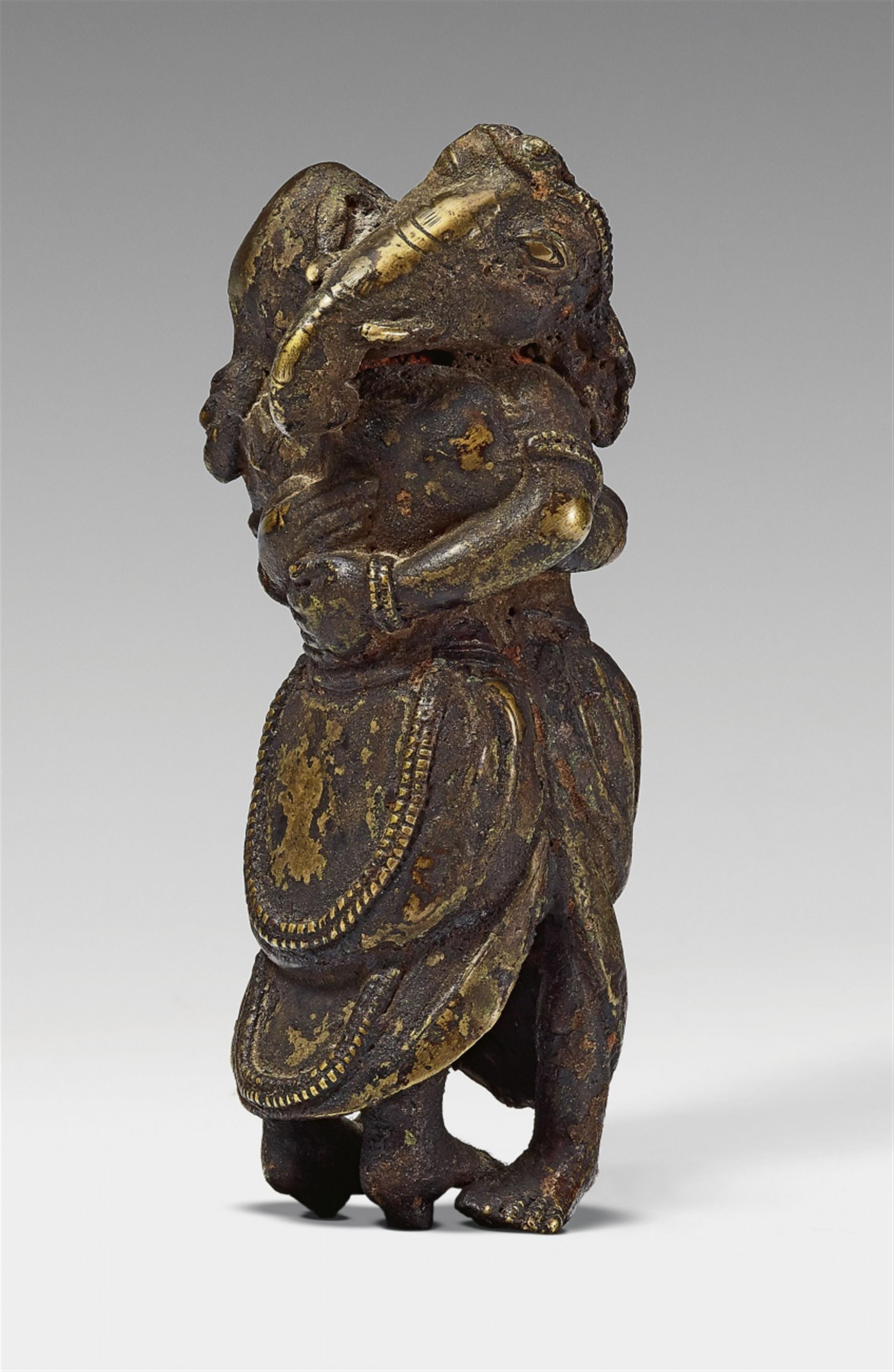A rare Nepalese bronze figure of embracing Ganeshas. 18th century - image-1