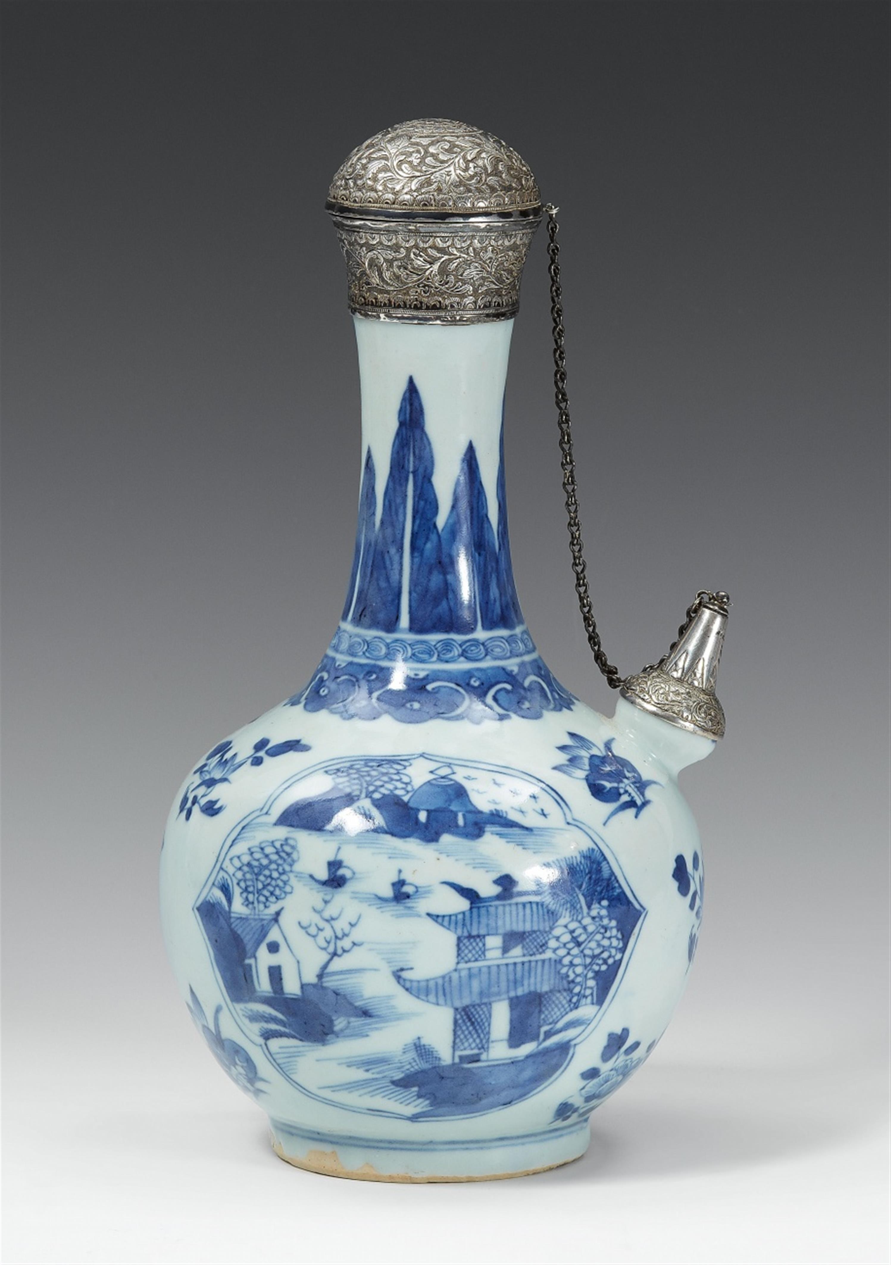 A silver-mounted blue and white kendi. 18th century - image-1