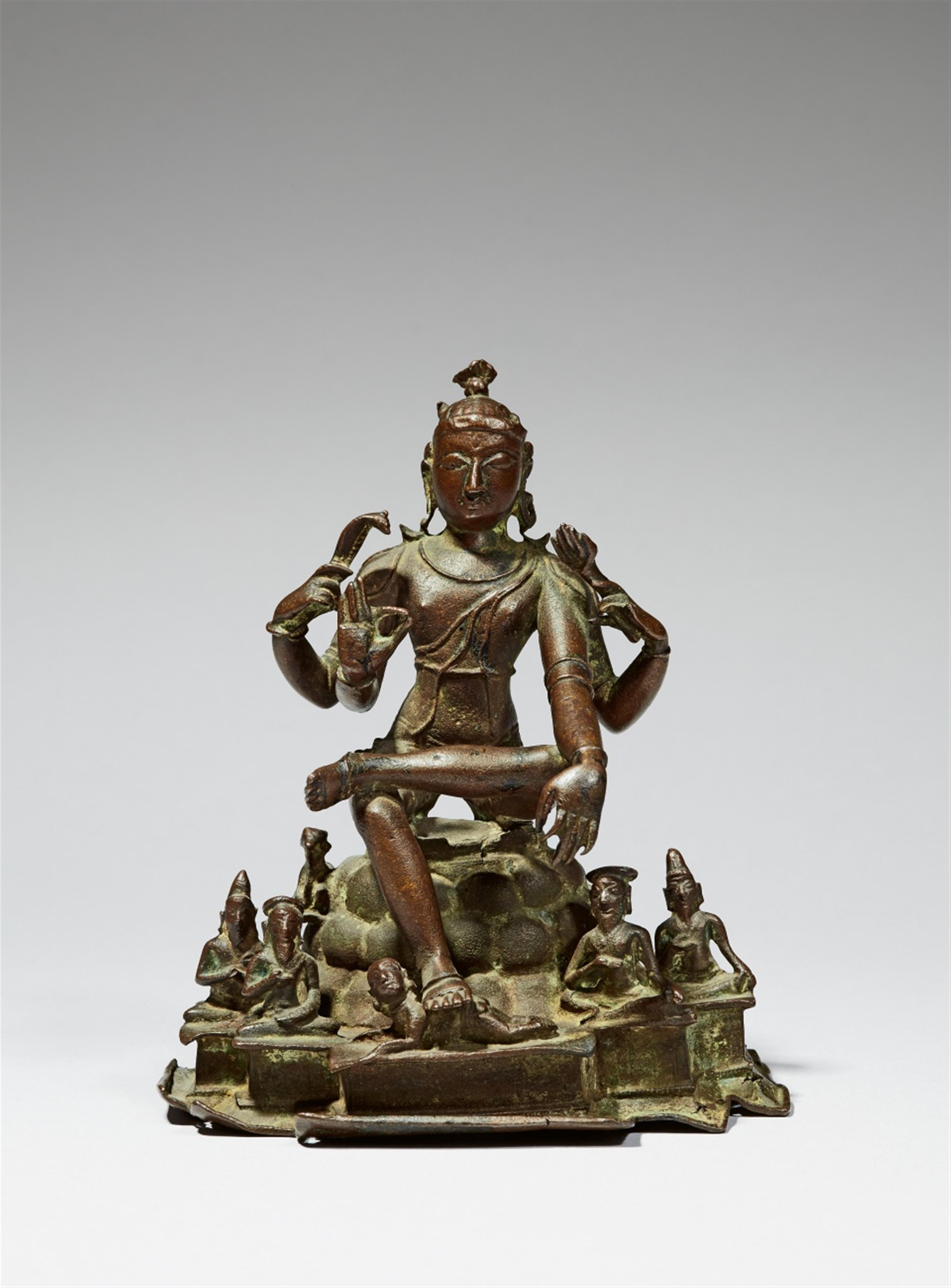 A South Indian Tamil Nadu copper alloy figure of Shiva as Lord of Gnosis (Vakyana Dakshinamurti). 16th century - image-1