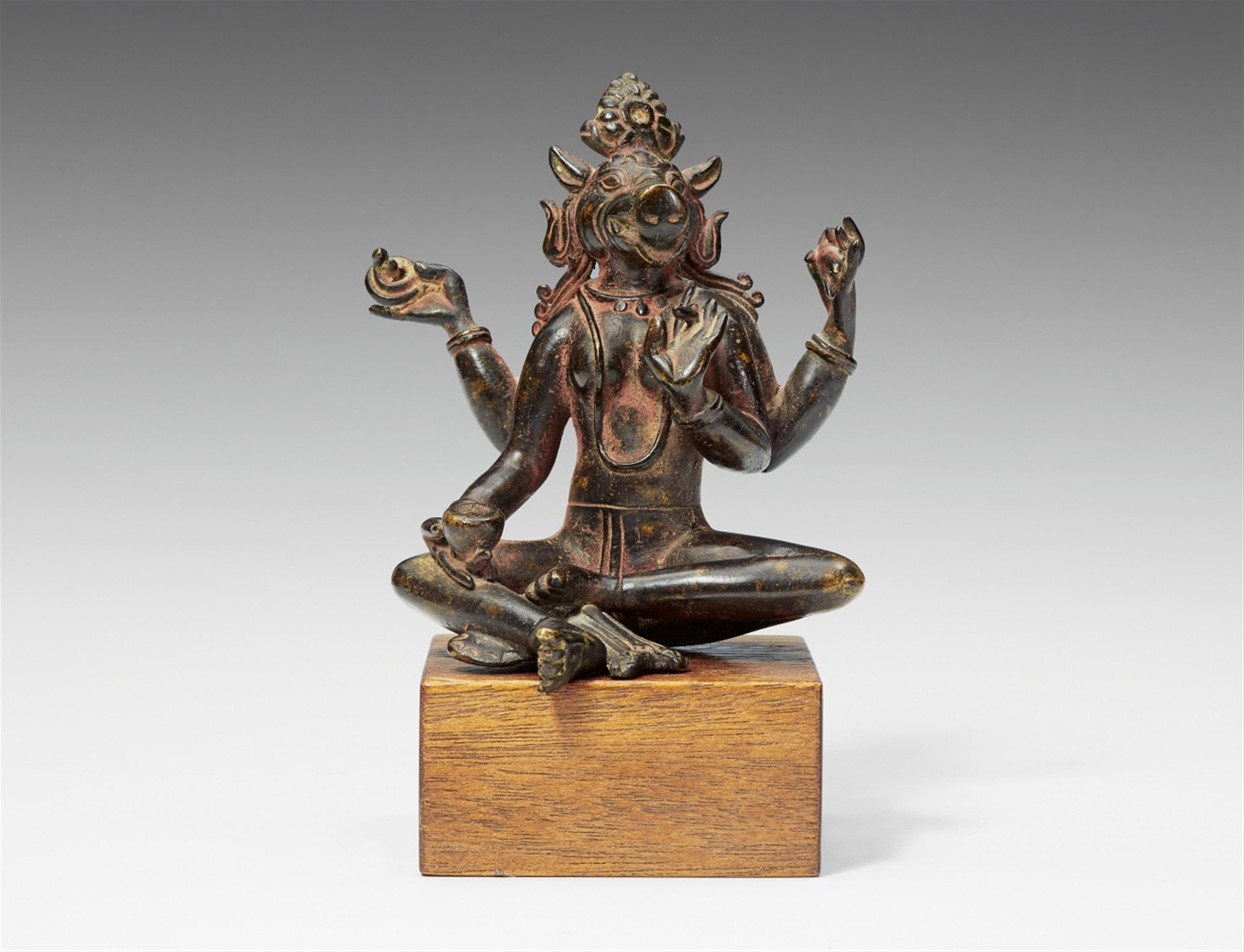 A South Indian bronze figure of Varahi. 16th/18th century or earlier - image-1