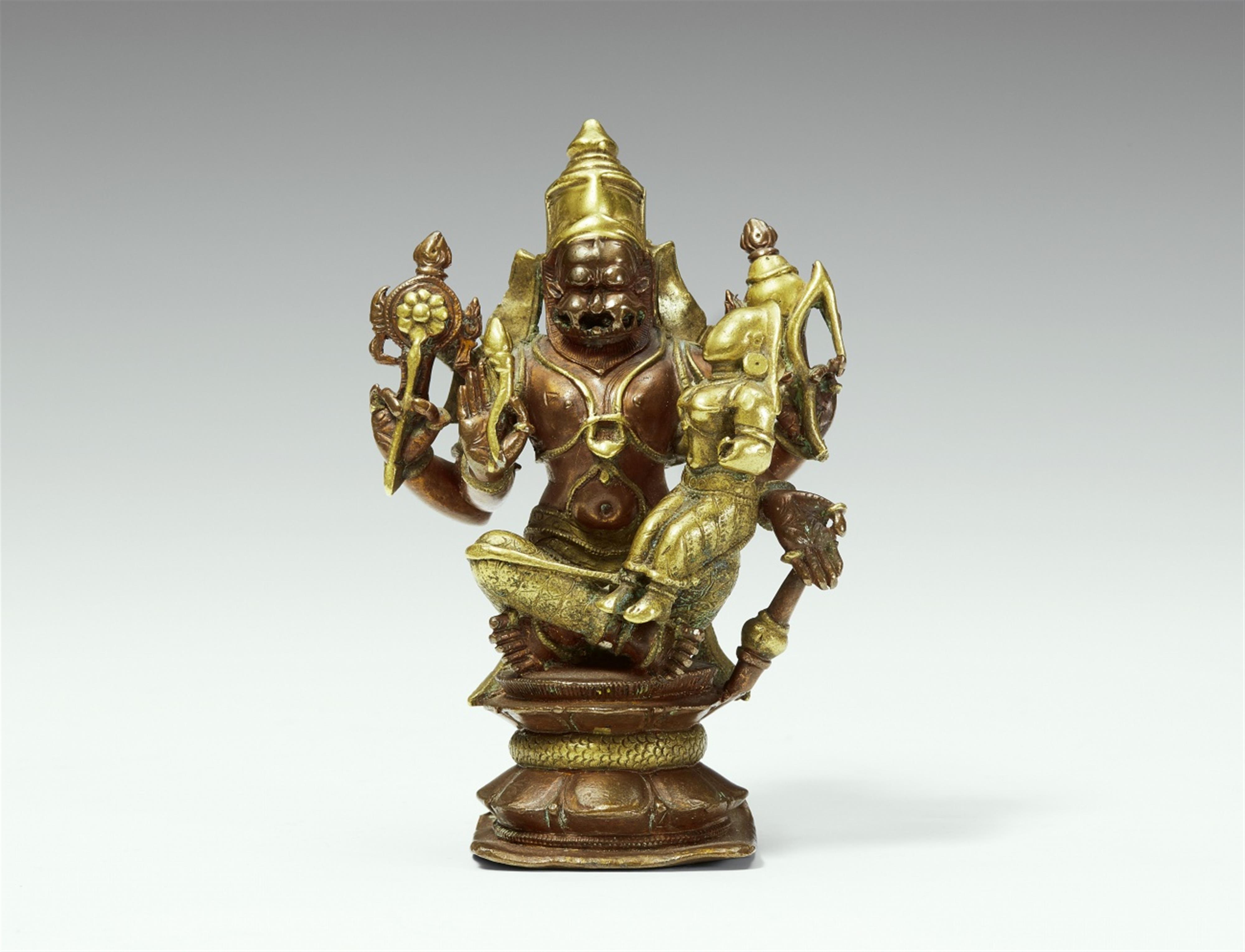 Lakshmi-Narasimha. Kupferlegierung und Gelbguss. Südindien, Tamil Nadu, Thanjavar. 19. Jh. - image-1