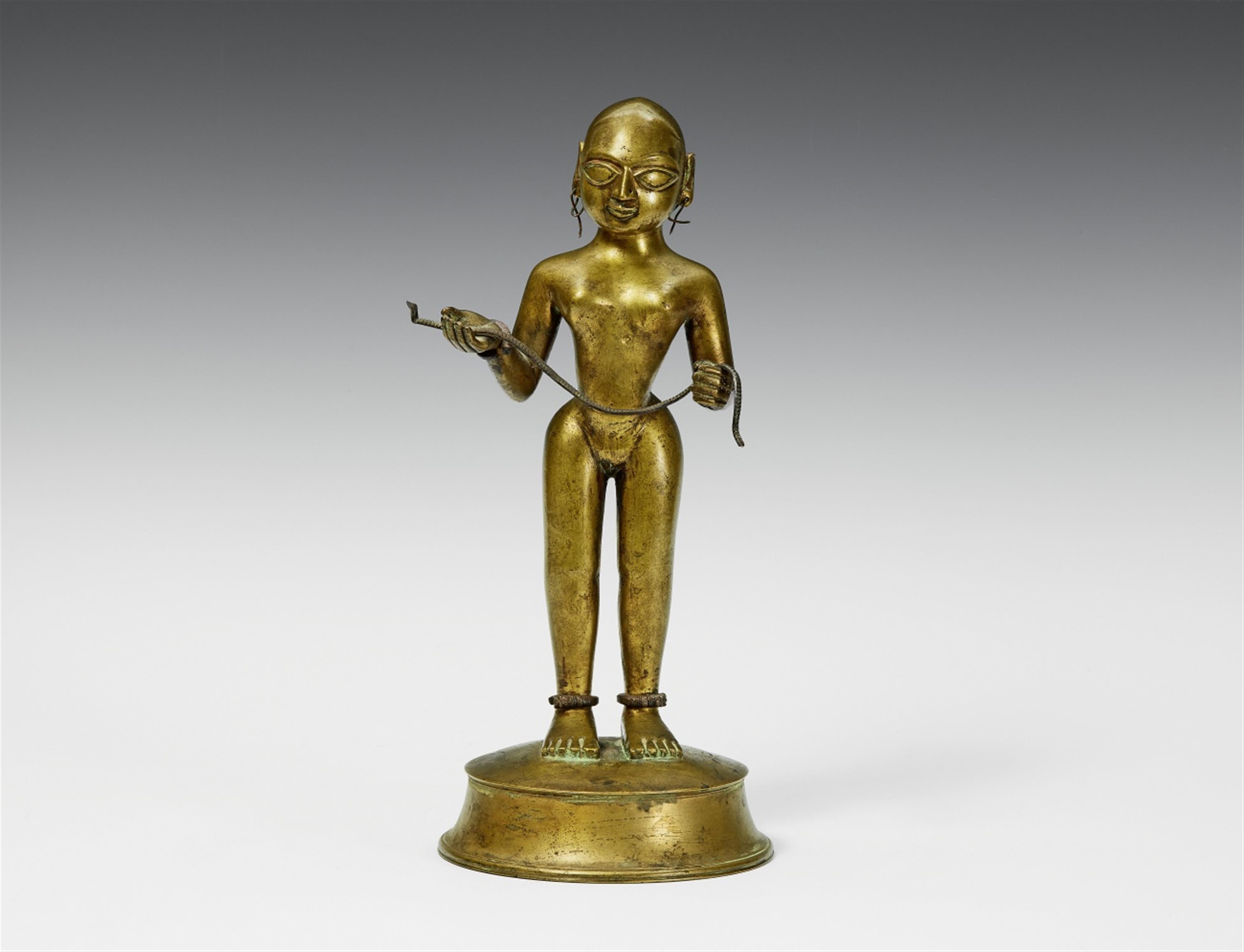 A Bengali brass figure of a female deity. 18th/19th century - image-1