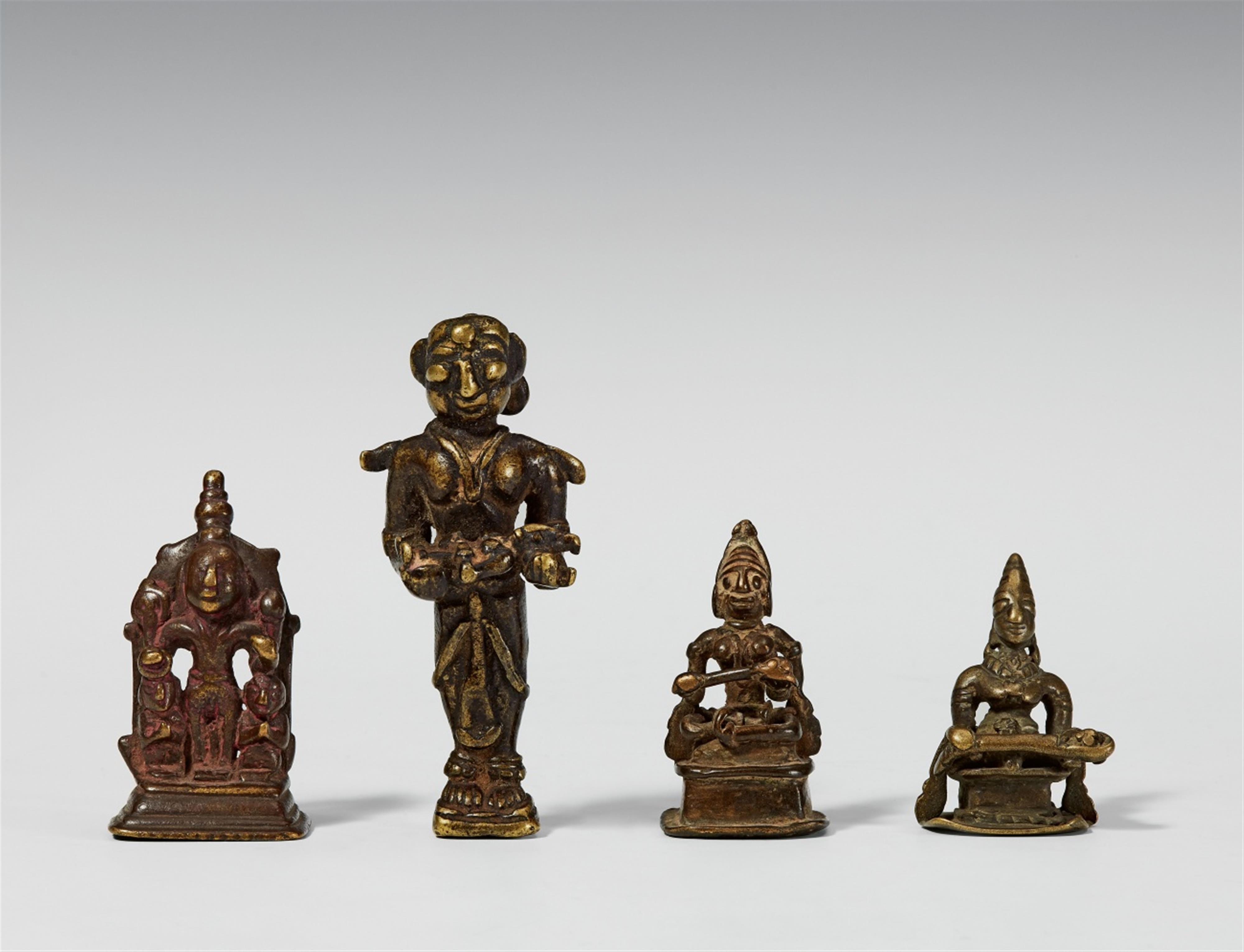 Four probably Maharashtra brass folk bronzes. 19th century - image-1