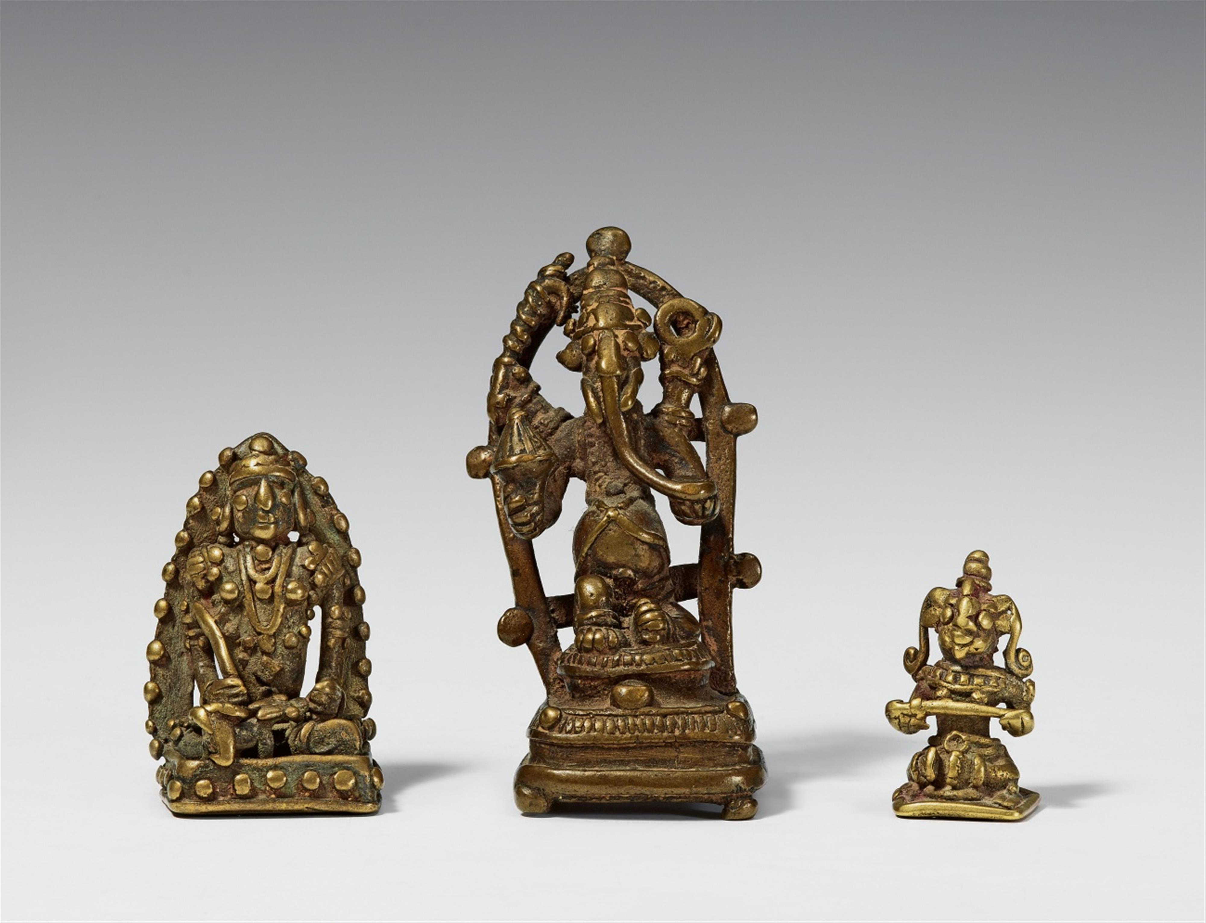 Three probably Maharashtra small brass folk bronzes. 19th century - image-1