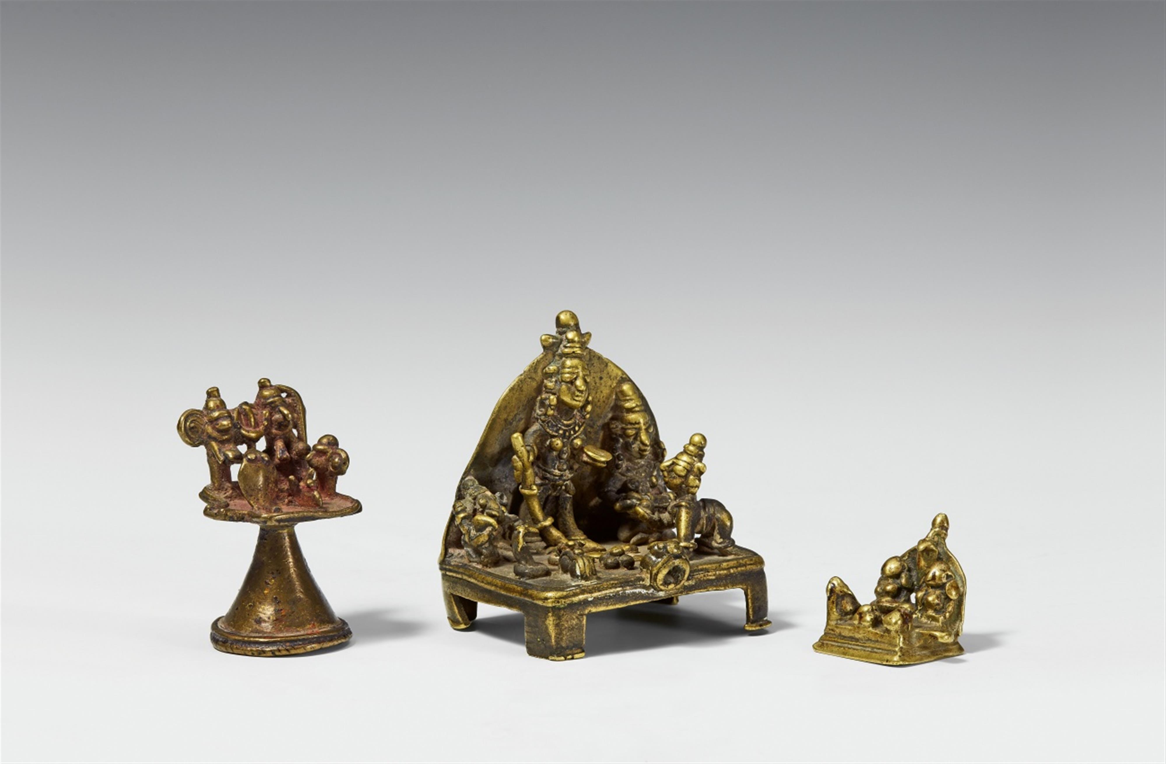 Three probably Maharashtra brass folk shrines. 19th century - image-1