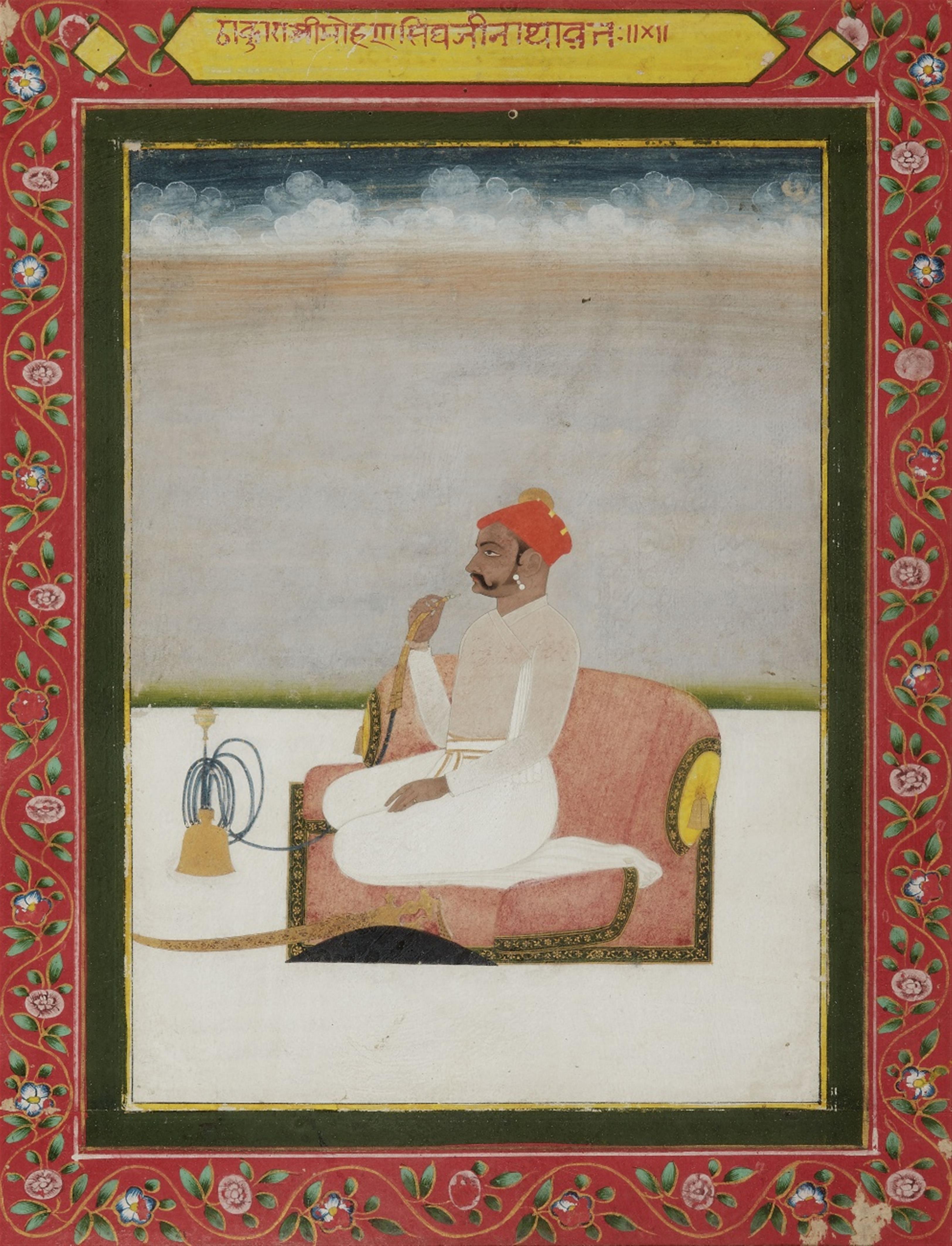 Vier Malereien eines raja. Rajasthan. 19./20. Jh. und ein Sachbuch - image-2