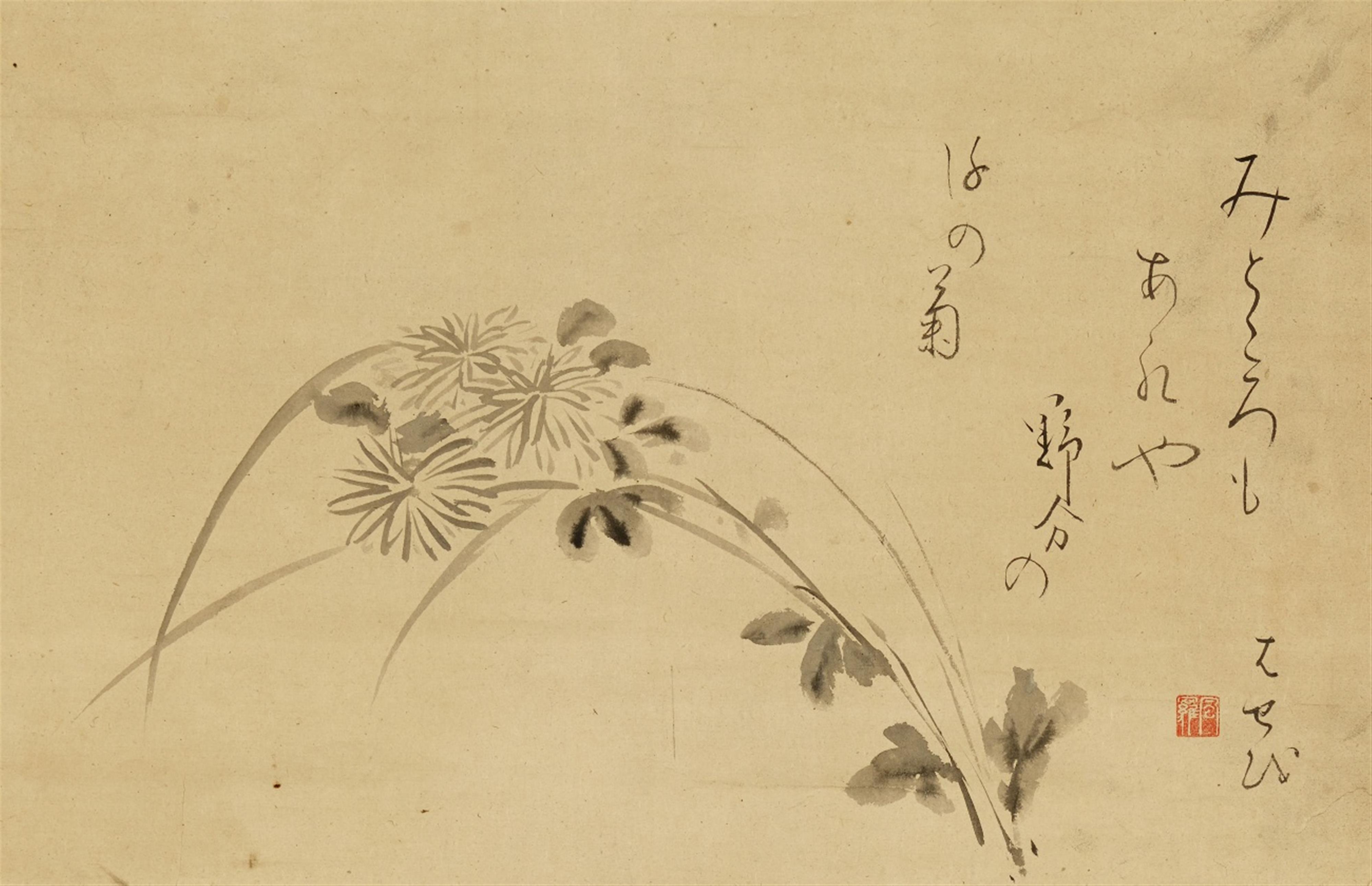 A hanging scroll in the manner of Matsuo Bashô (1644-1694) - image-1