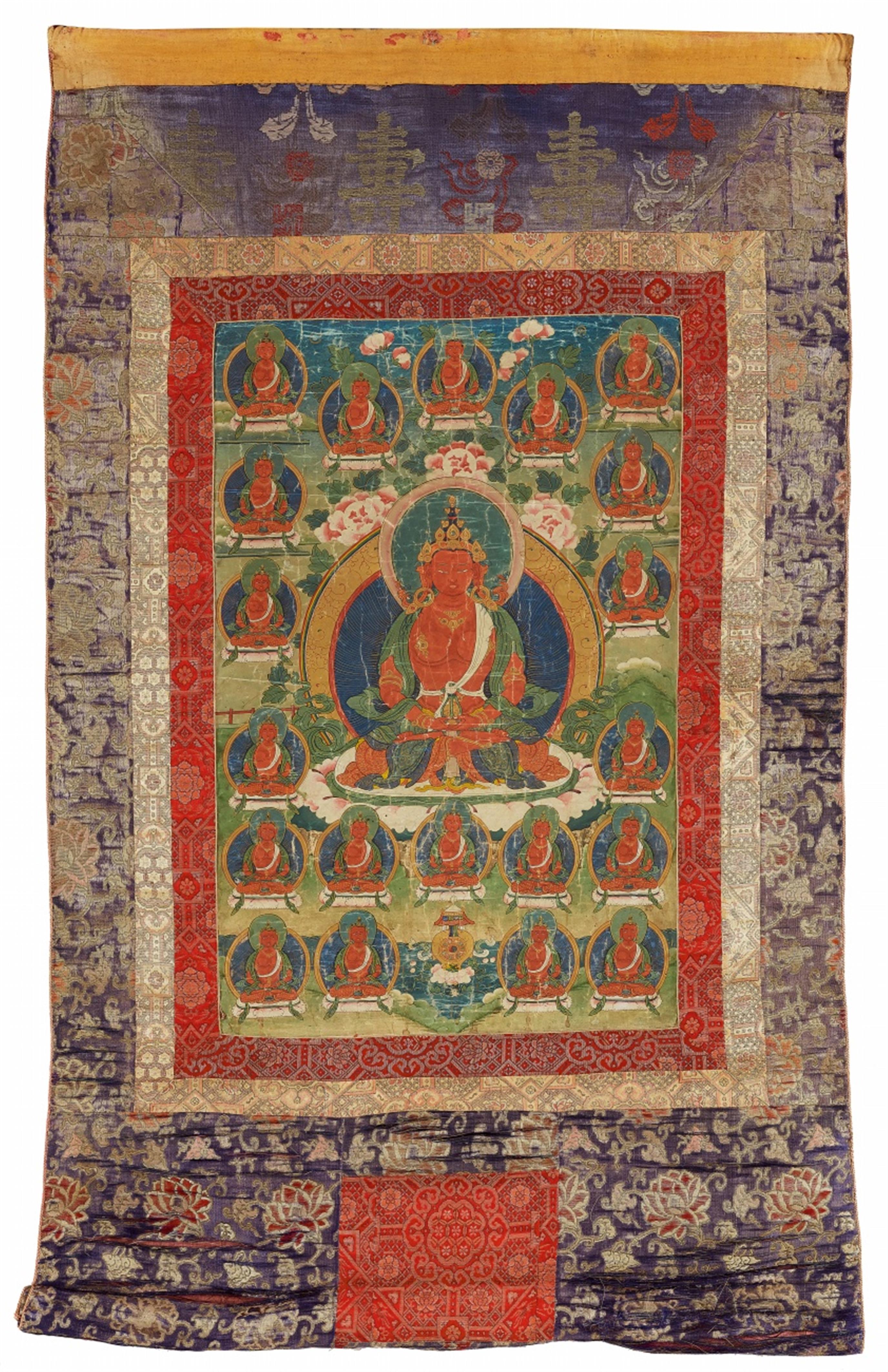 A Tibetan thangka of Buddha Amitayus. 19th century - image-1