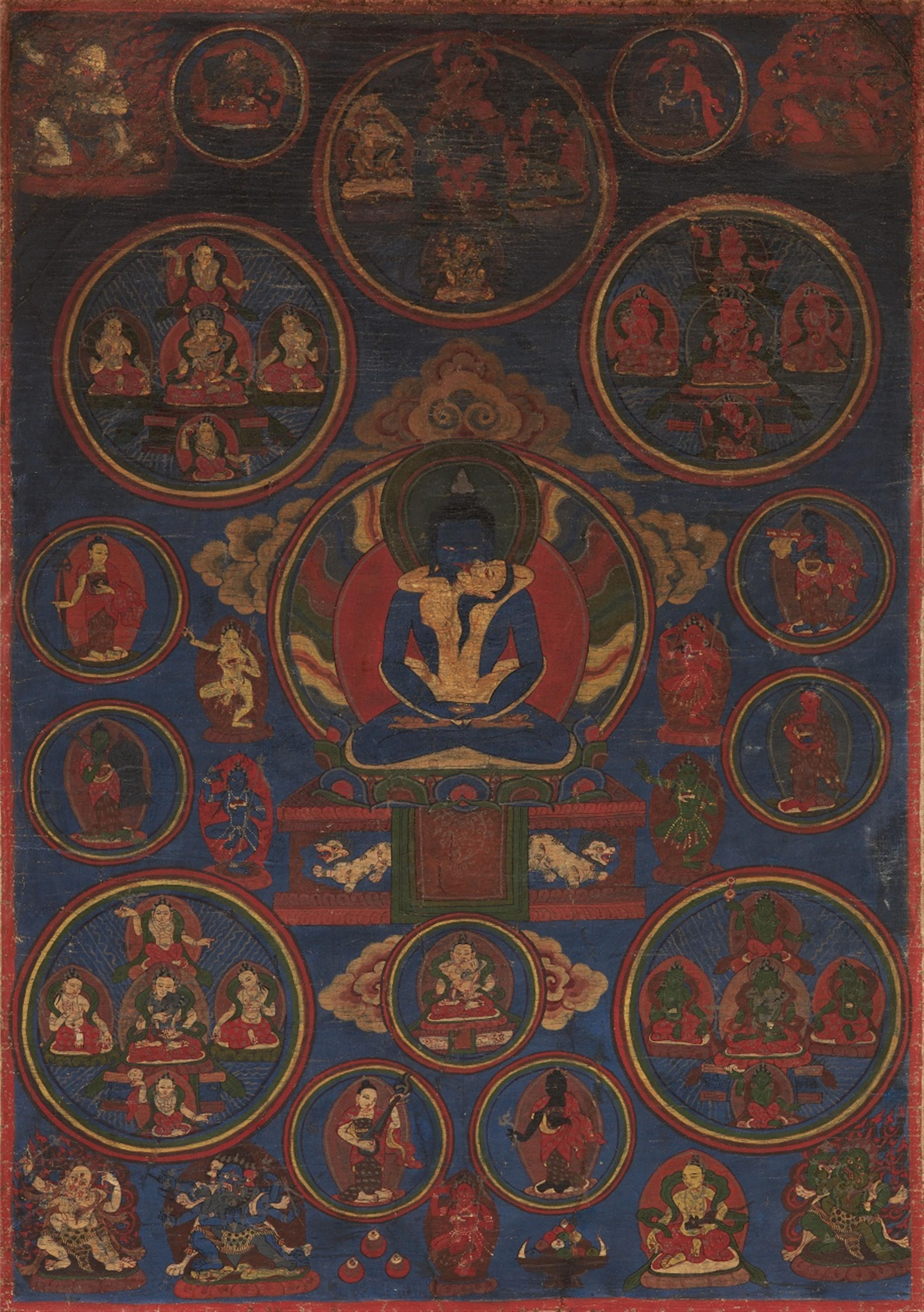 A Tibetan thangka of Samantabhadra in yab-yum. 18th century - image-1