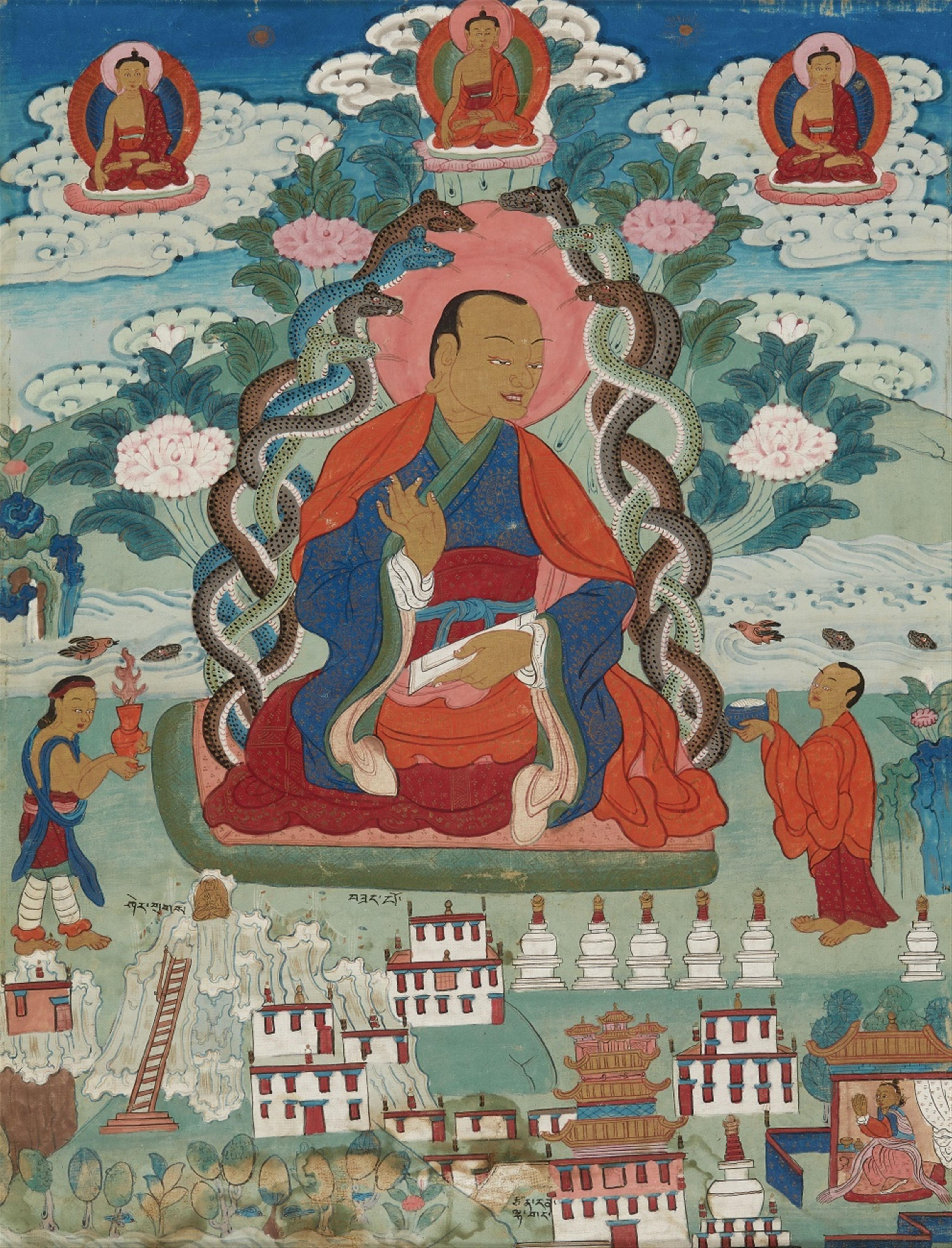 Zwei thangkas mit der Darstellung des Gopaka und des Hva Shang. Tibet. 20. Jh. - image-2