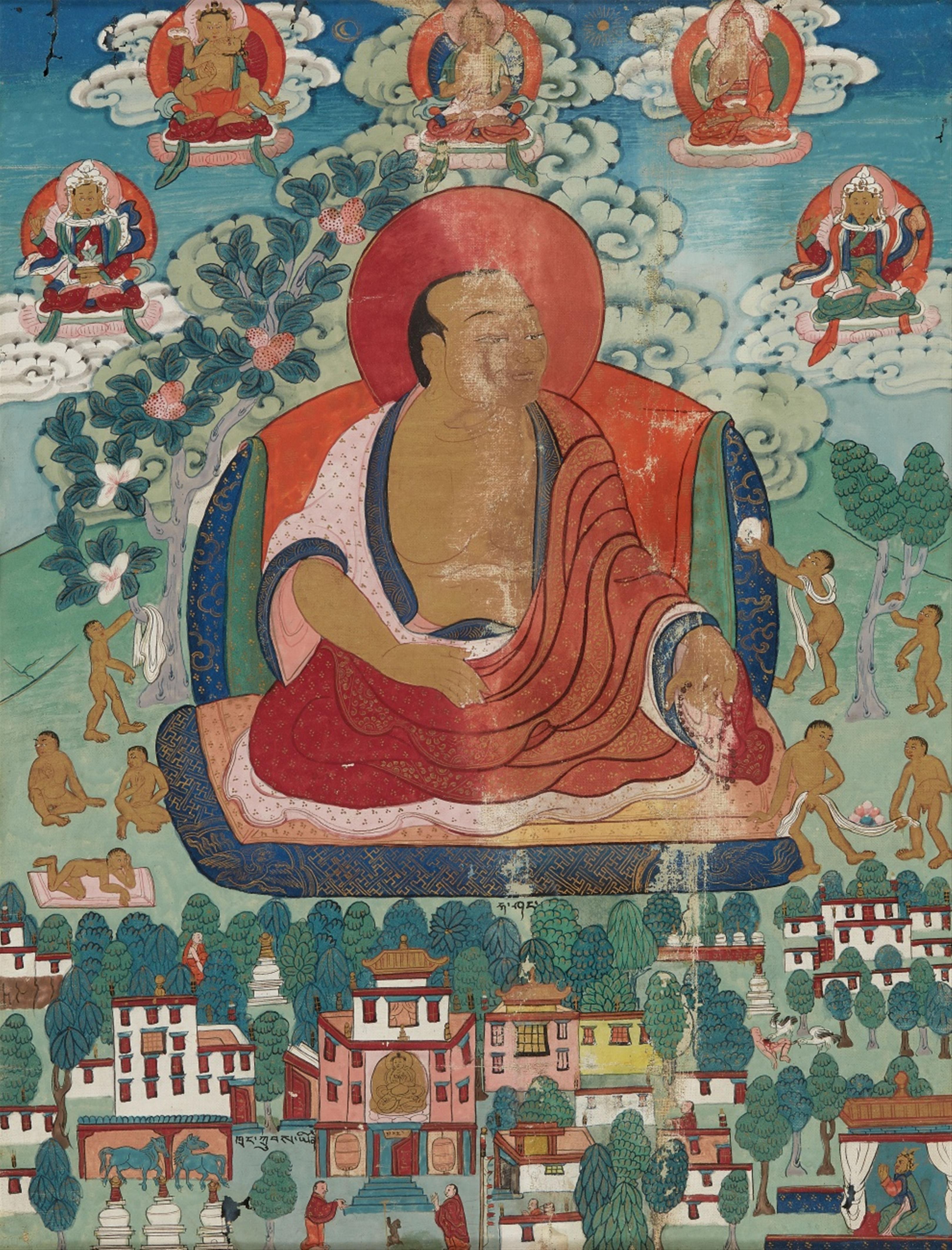 Zwei thangkas mit der Darstellung des Gopaka und des Hva Shang. Tibet. 20. Jh. - image-1