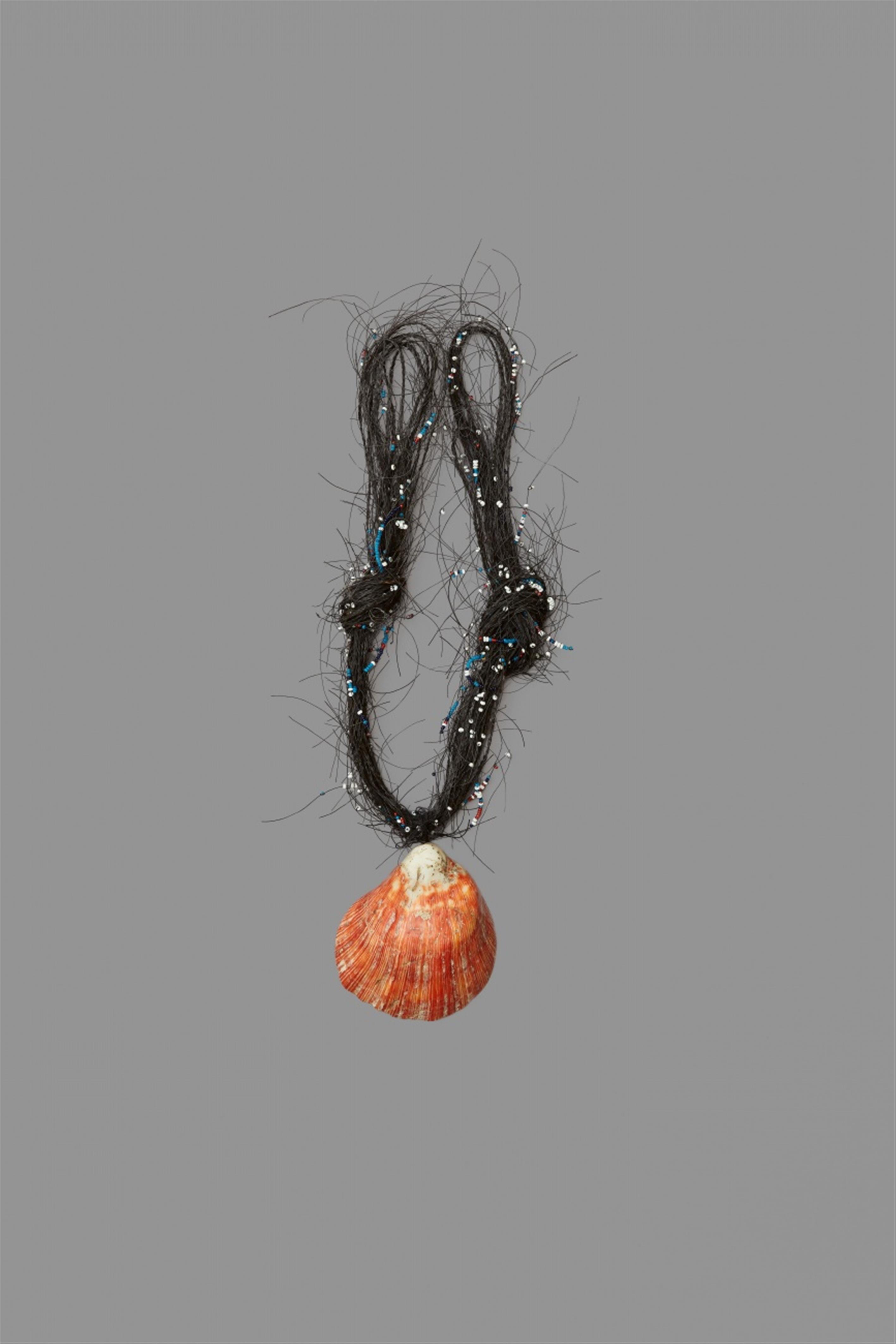 BEADED HAIR NECKLACE WITH SHELL PENDANT - image-1