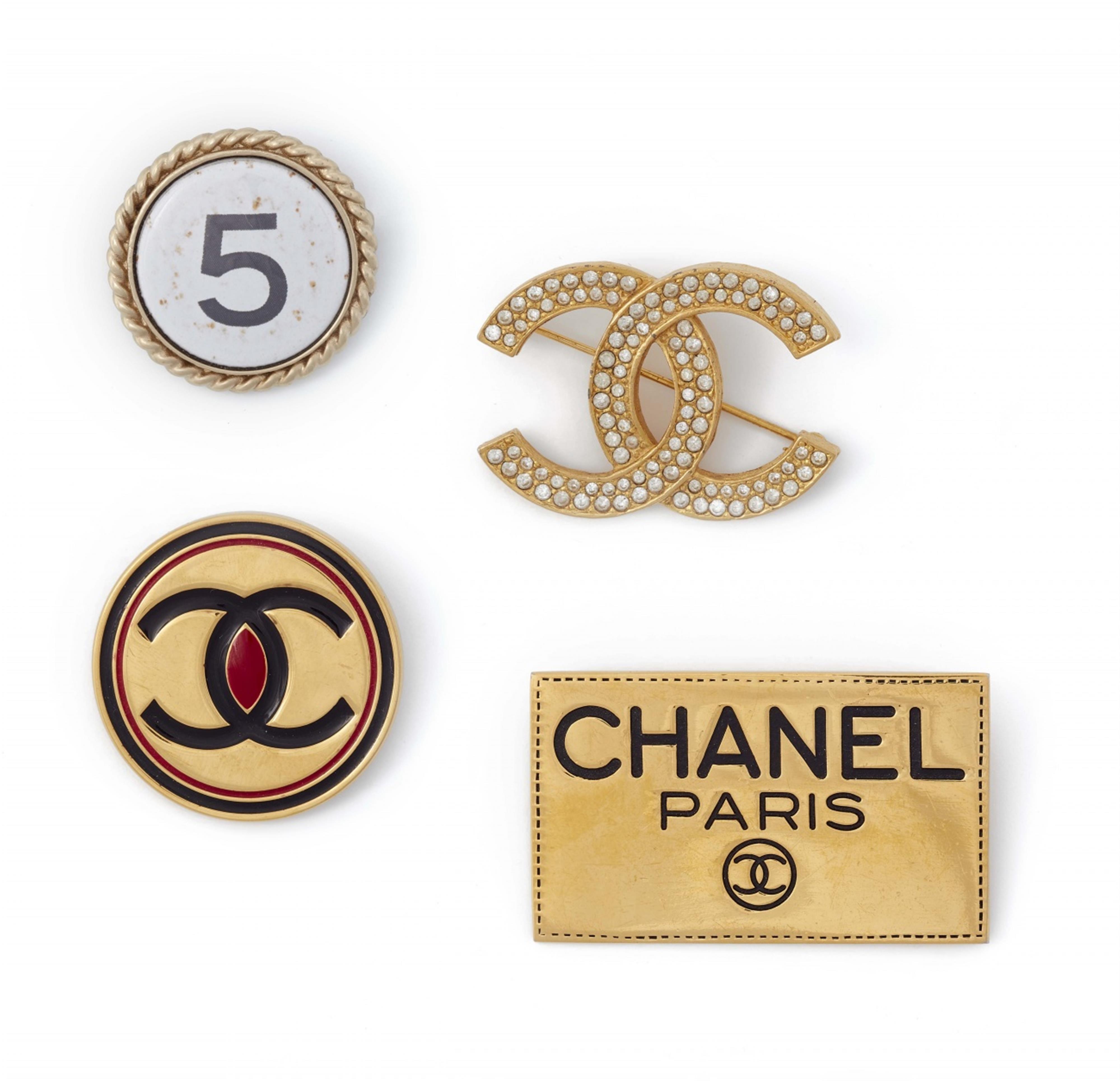 Four Chanel logo pin brooches, 1980s - 2004 - image-1