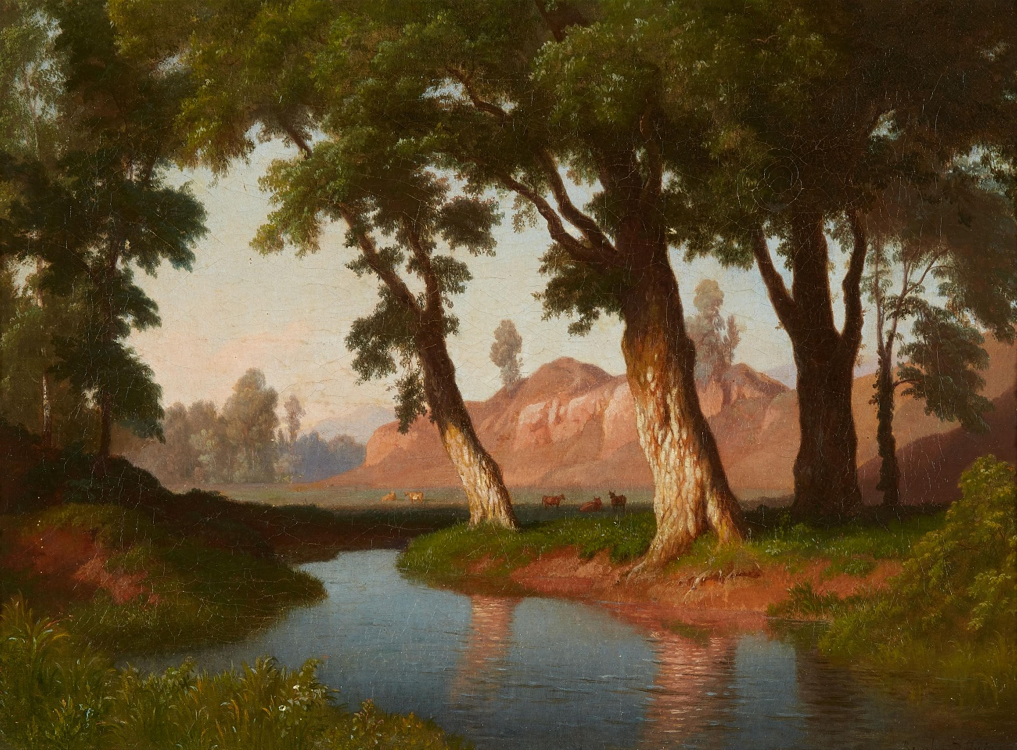 Bernhard Fries - Wooded Landscape with a Stream - image-1