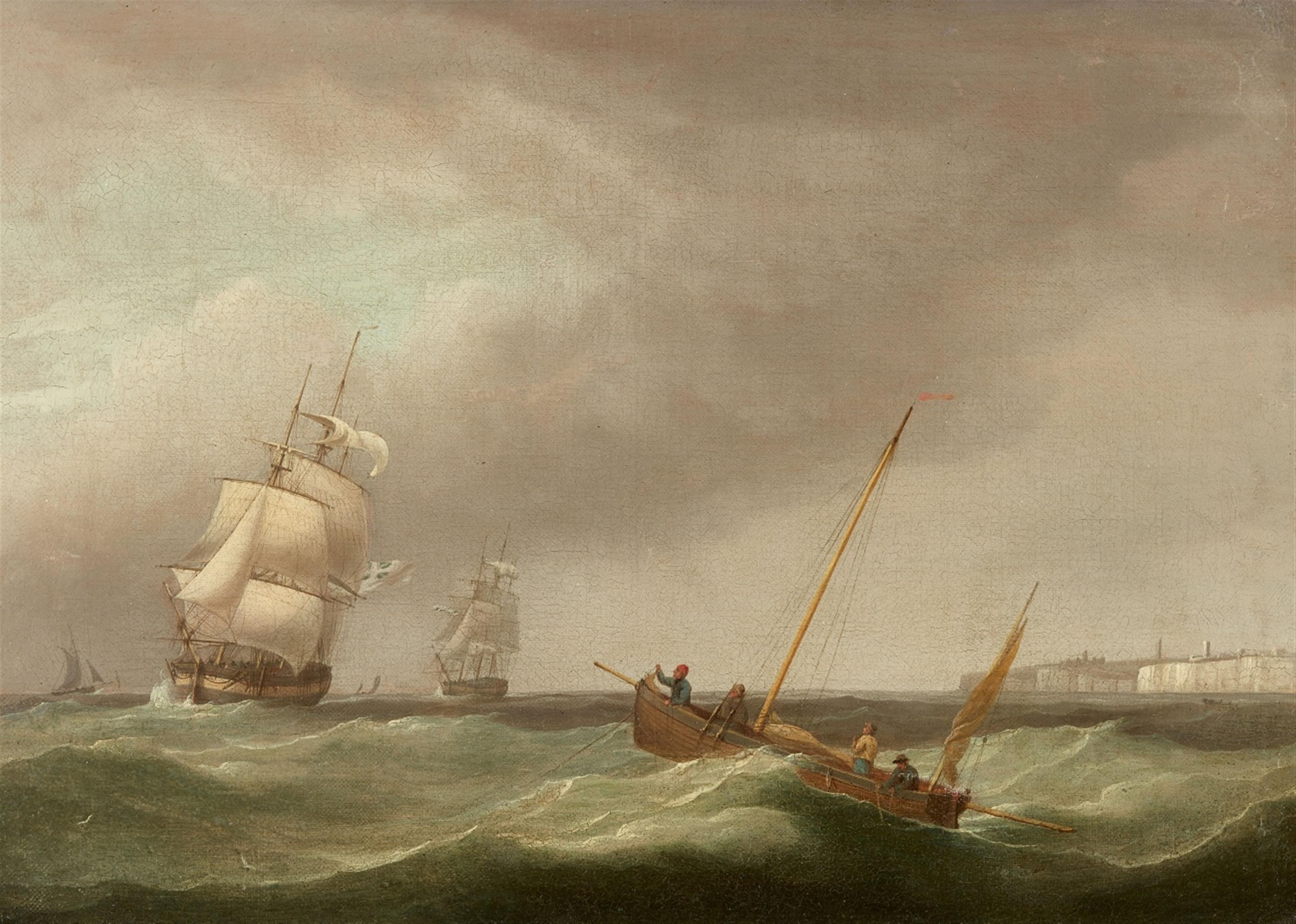 Thomas Whitcombe, zugeschrieben - Segelschiffe vor den Kreidefelsen von Dover - image-1