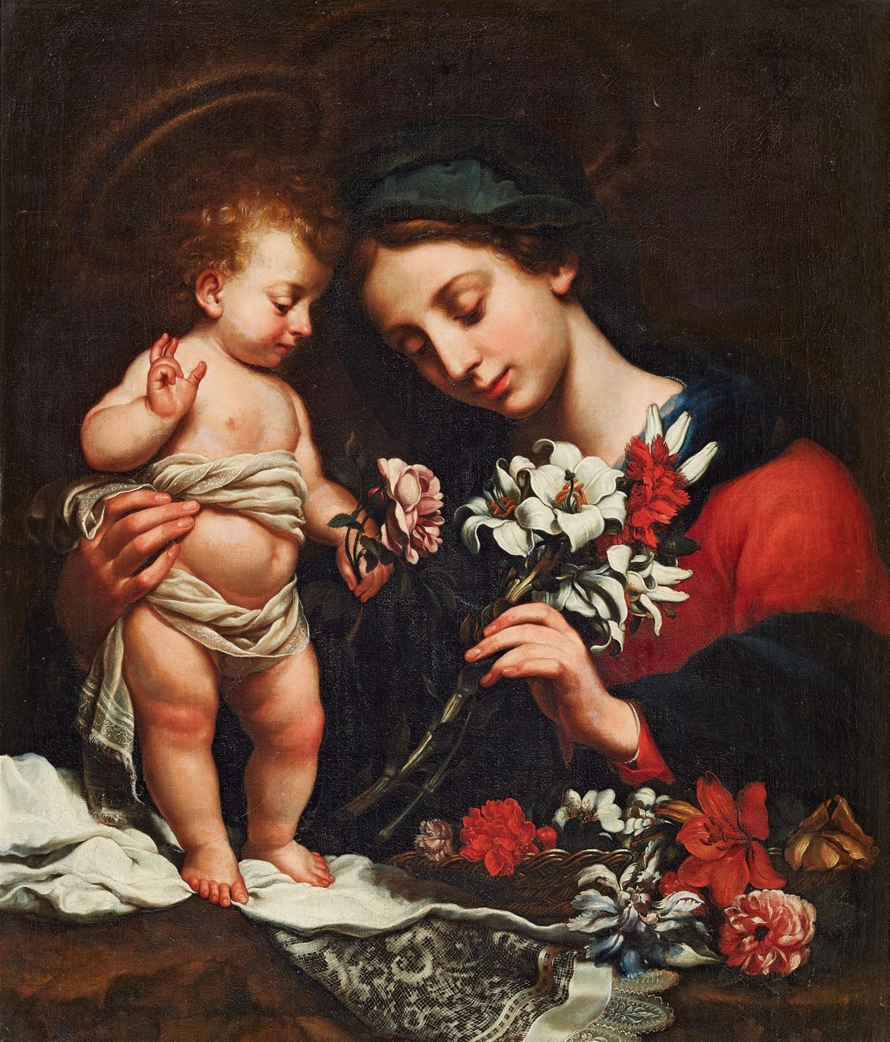Carlo Dolci, Umkreis - Madonna mit Kind und Blumen - image-1