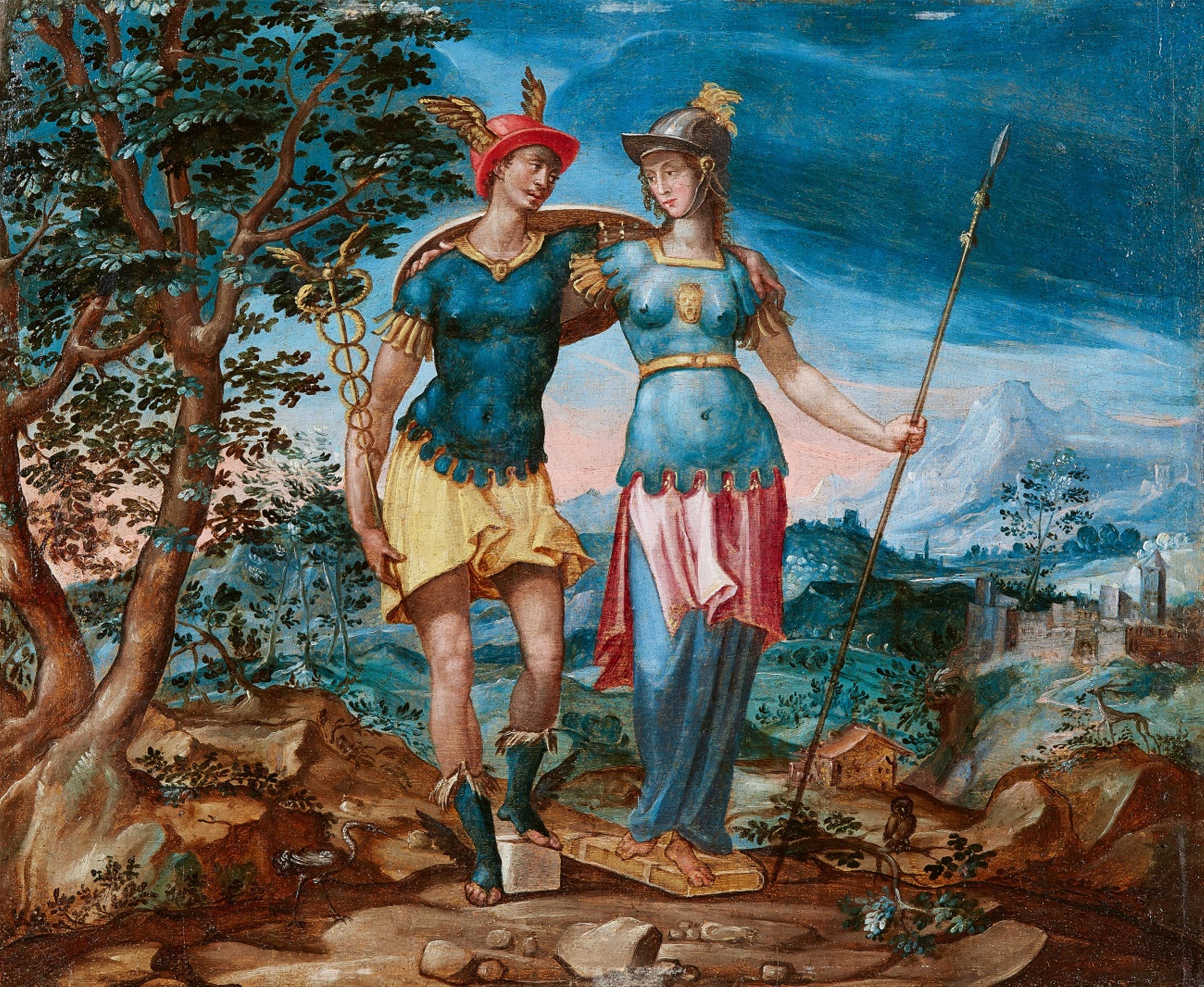 Flämischer Meister um 1600 - Merkur und Minerva Herrscher-Allegorie - image-1